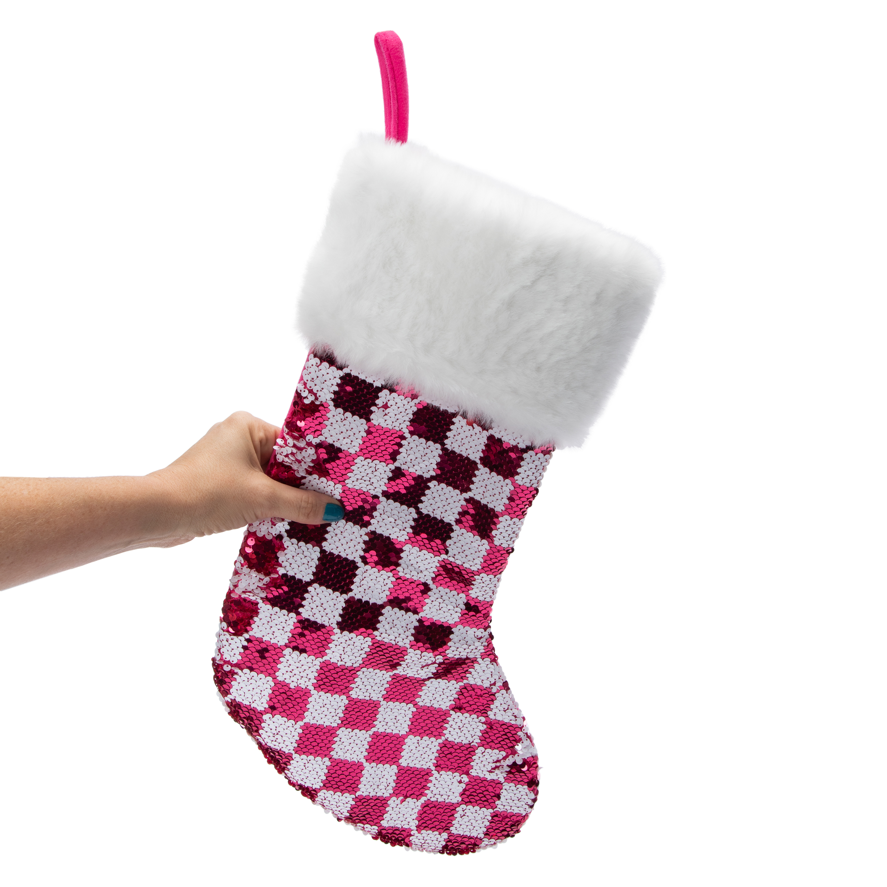 Sequin Check Christmas Stocking