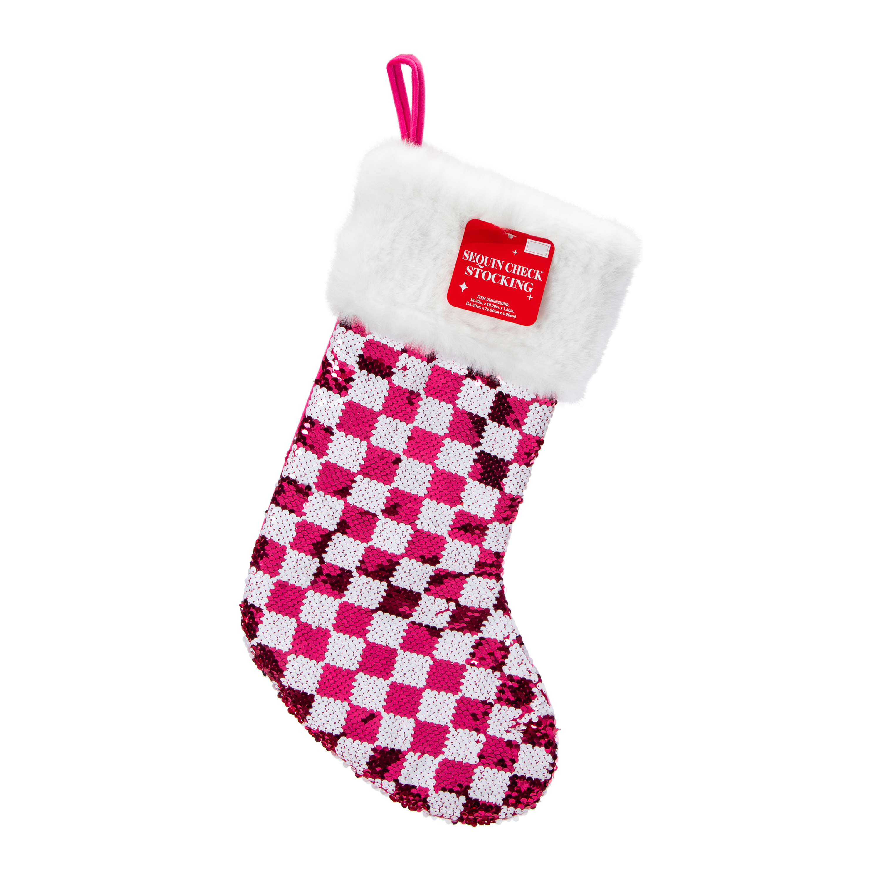 Sequin Check Christmas Stocking
