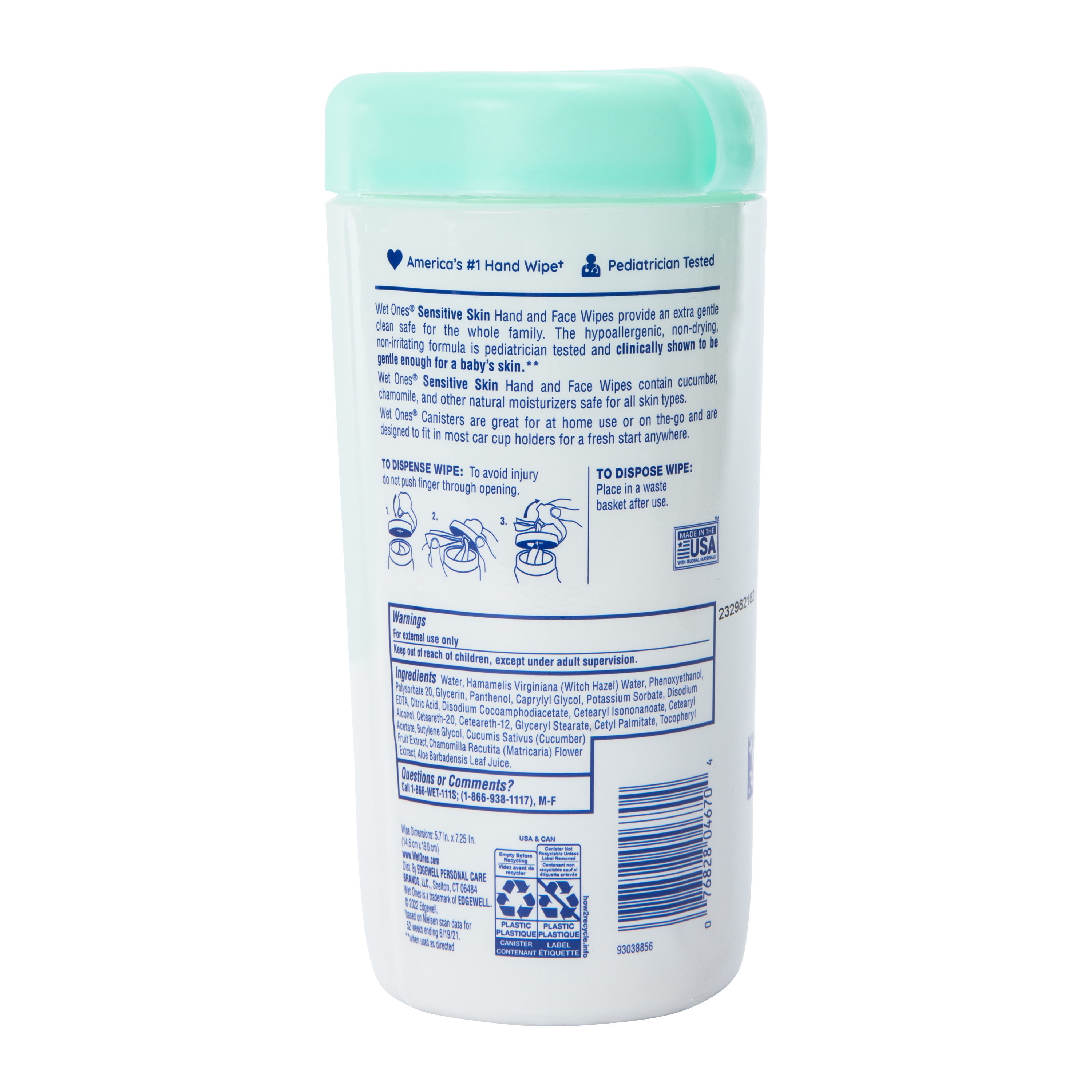 Wet Ones® Sensitive Skin Face & Hand Wipes 40-Count