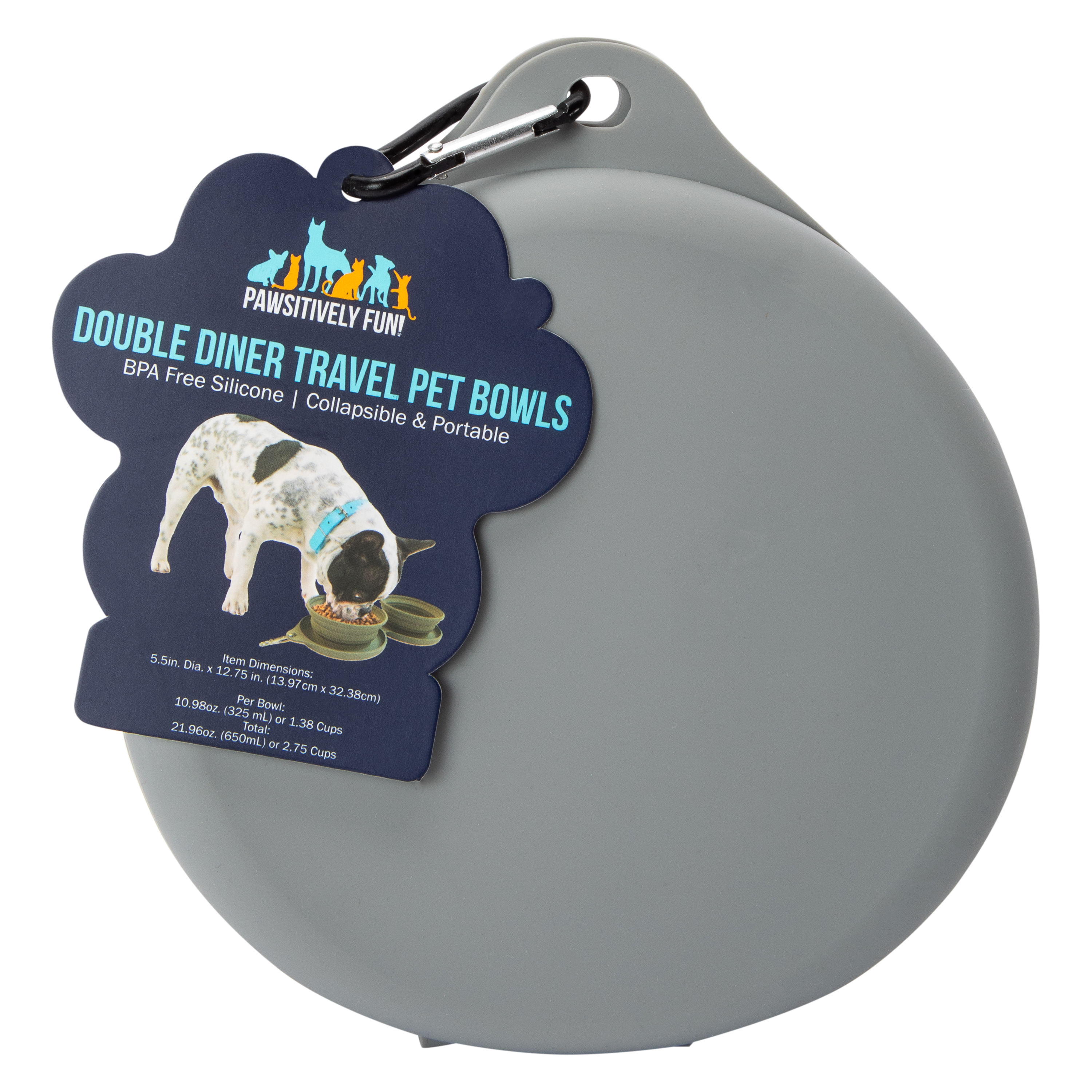 Collapsible Silicone Double Diner Travel Pet Bowls