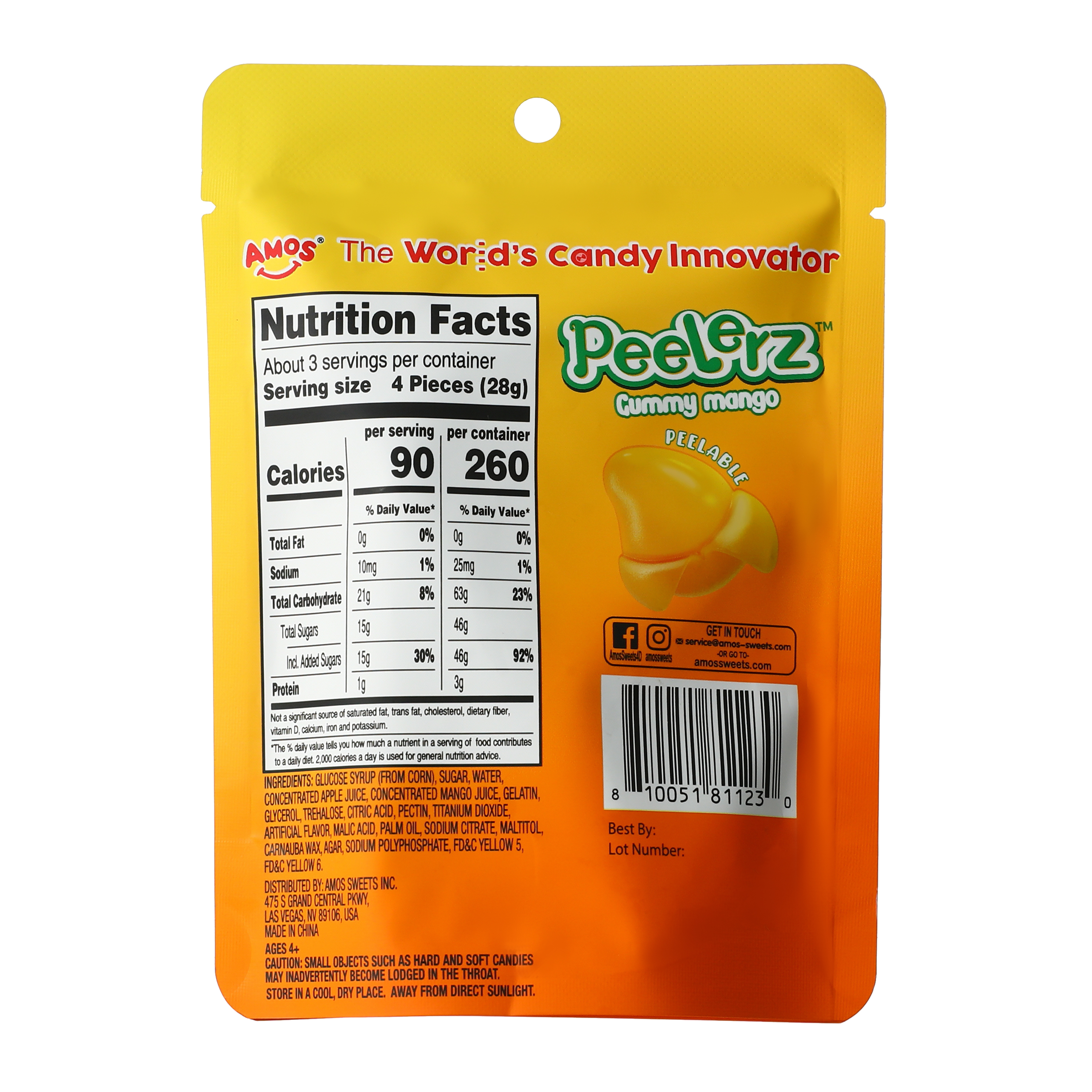 Amos® Peelerz® Mango Gummy Candy 3oz