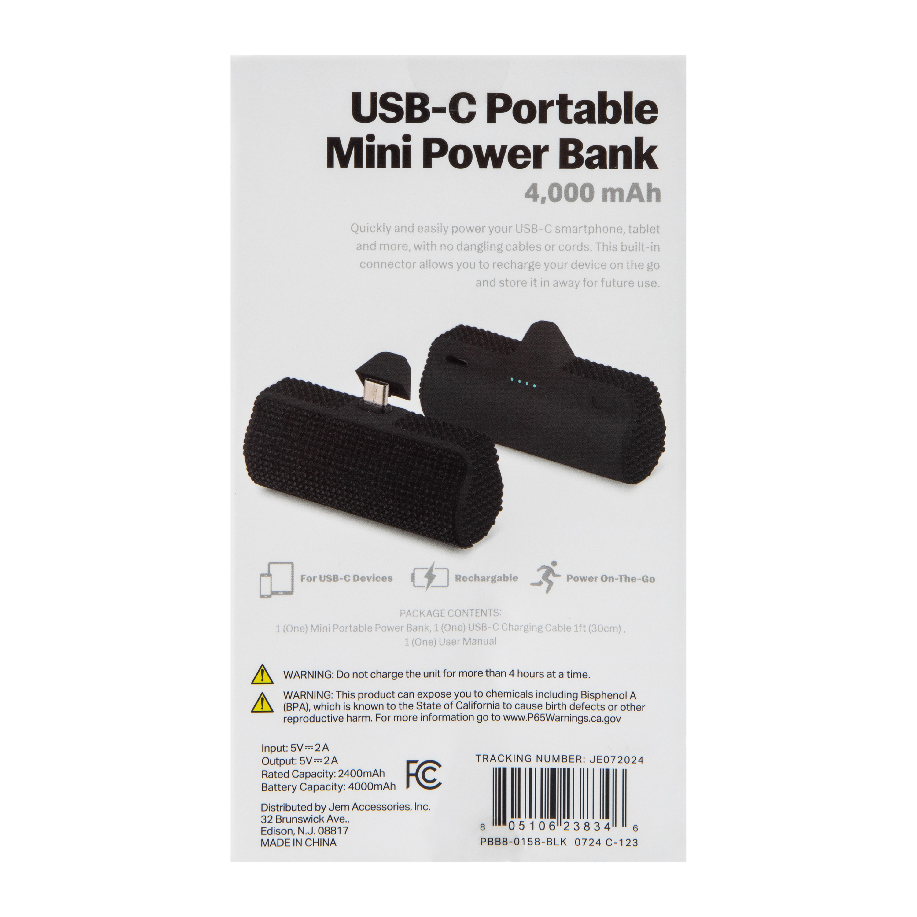 4000 mAh USB-C Portable Mini Power Bank