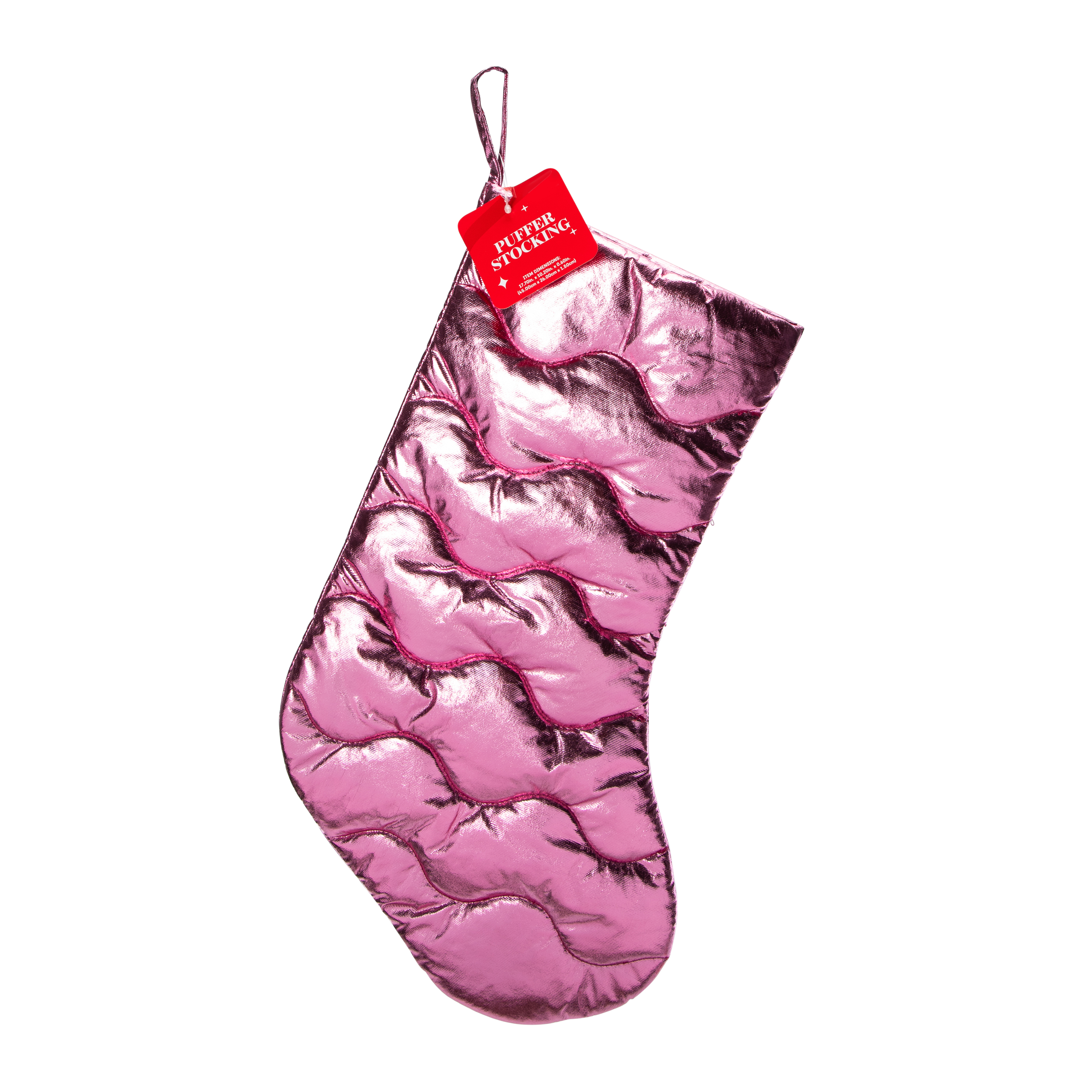 Metallic Wavy Quilted Puffer Christmas Stocking