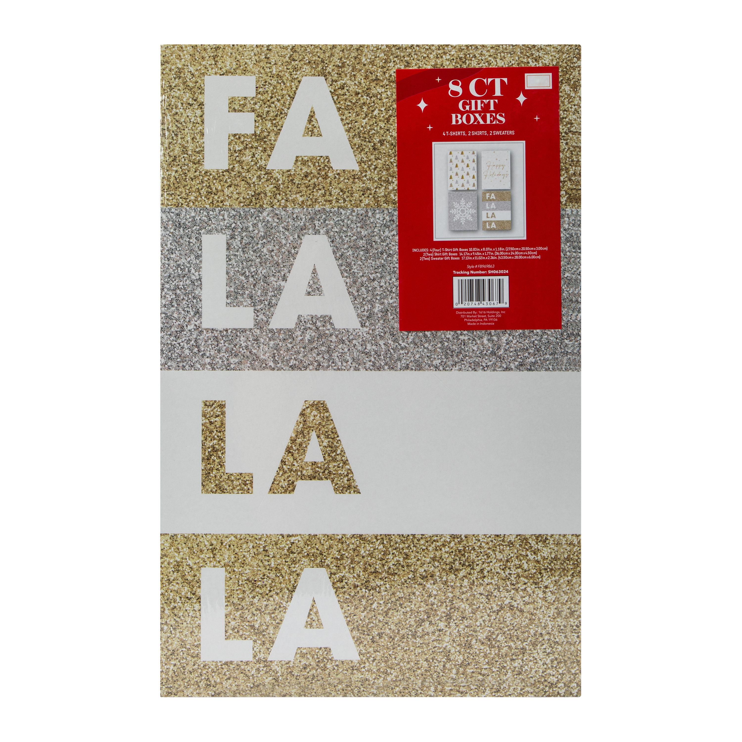 Glitter Christmas Gift Boxes 8-Count