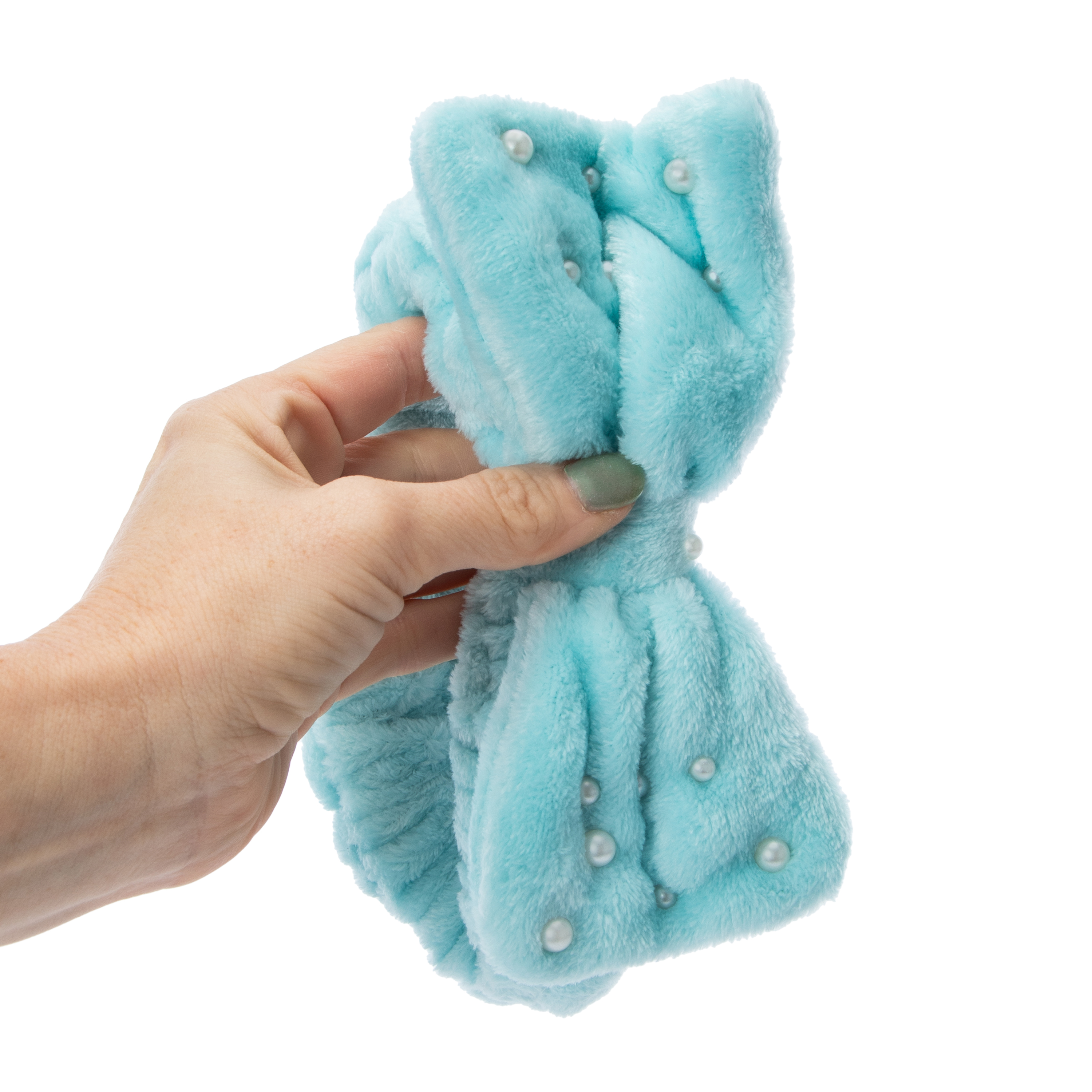 Pearly Plush Headband - Blue