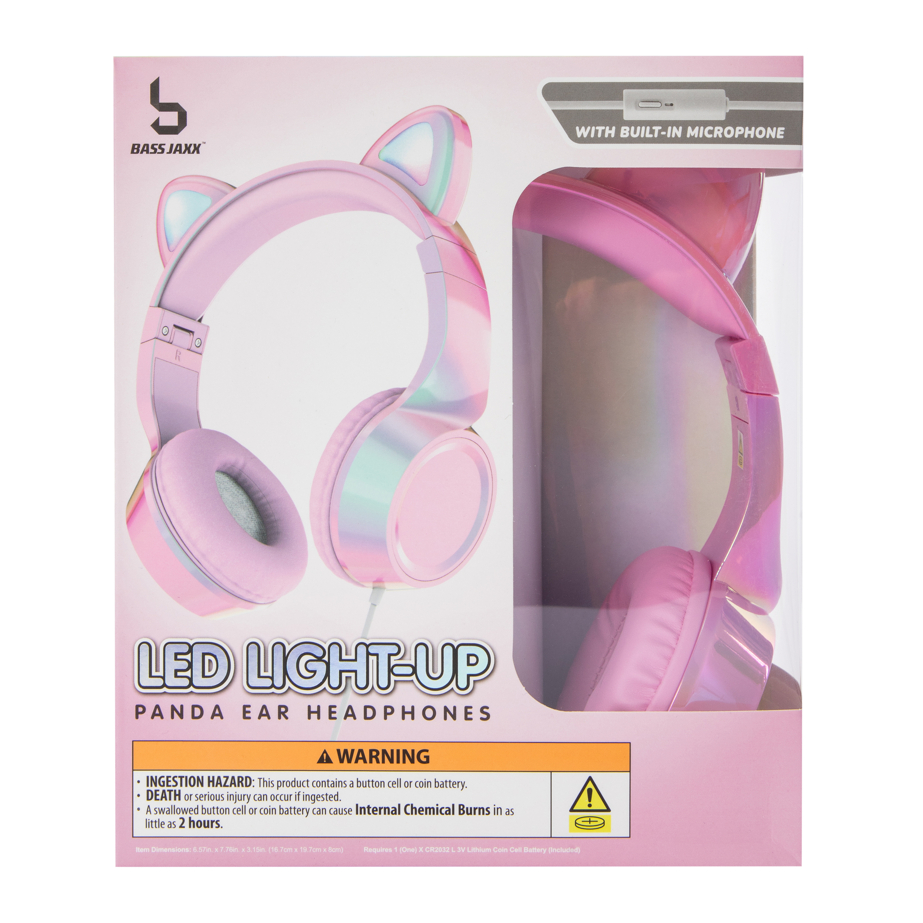 LED Light-Up Panda Ear Wired Headphones With Mic