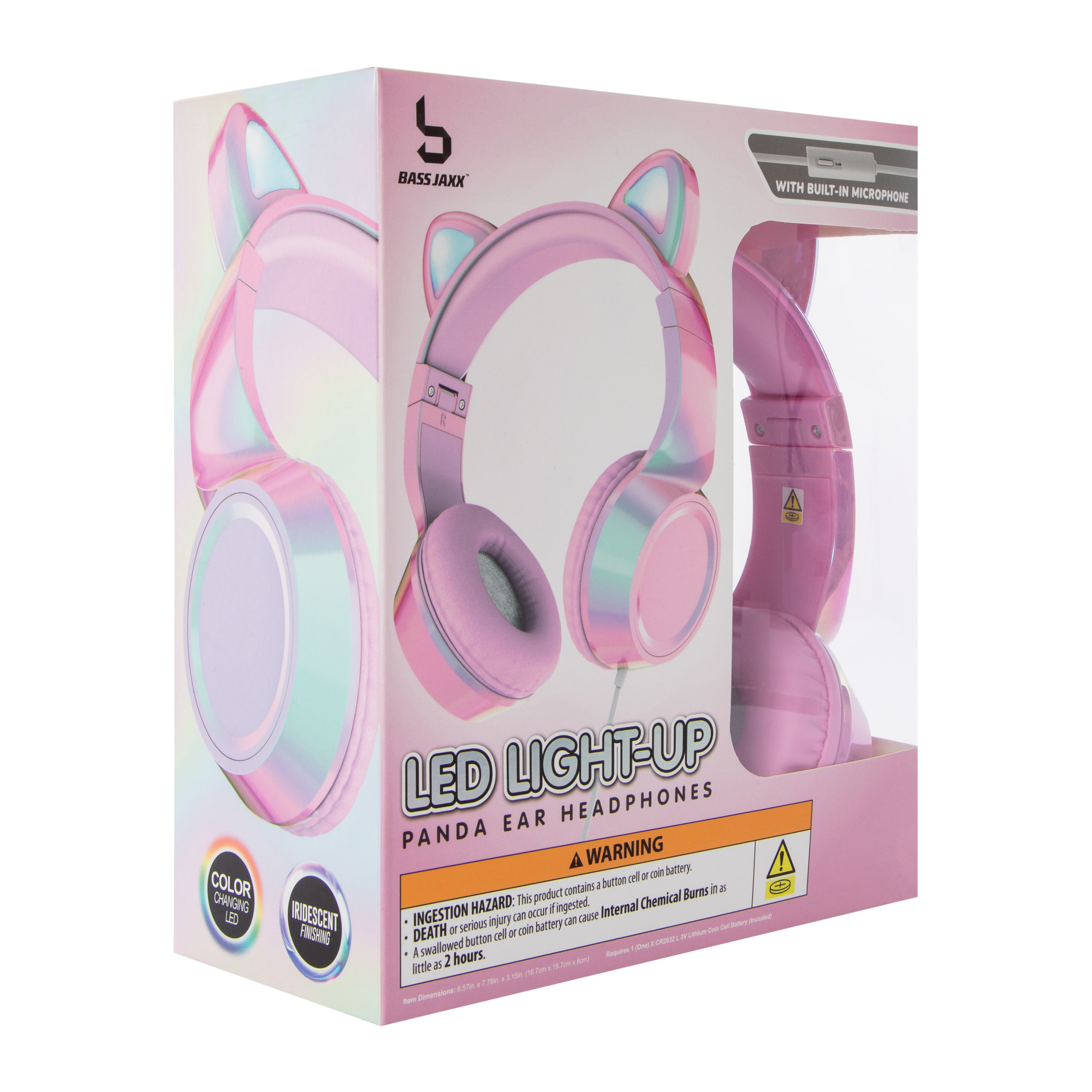 LED Light-Up Panda Ear Wired Headphones With Mic