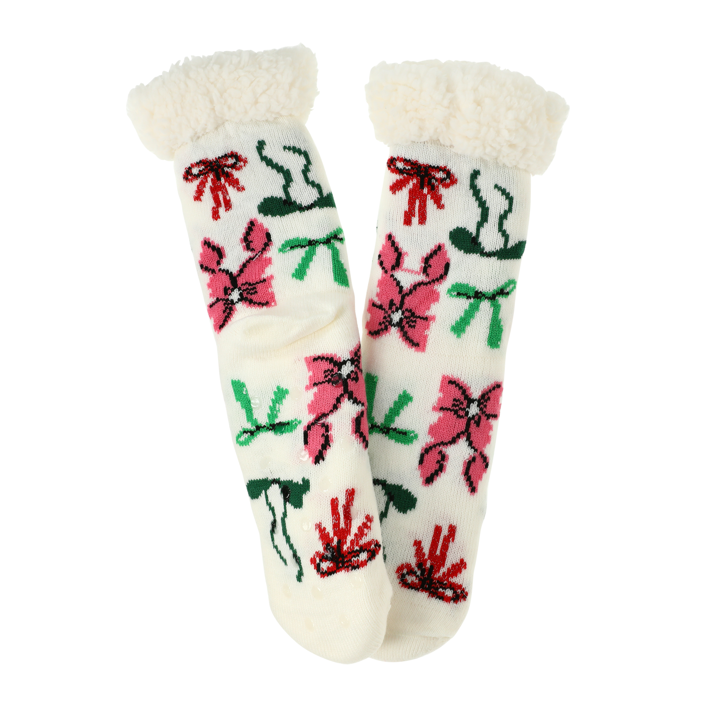 Holiday Printed Sherpa-Lined Slipper Socks