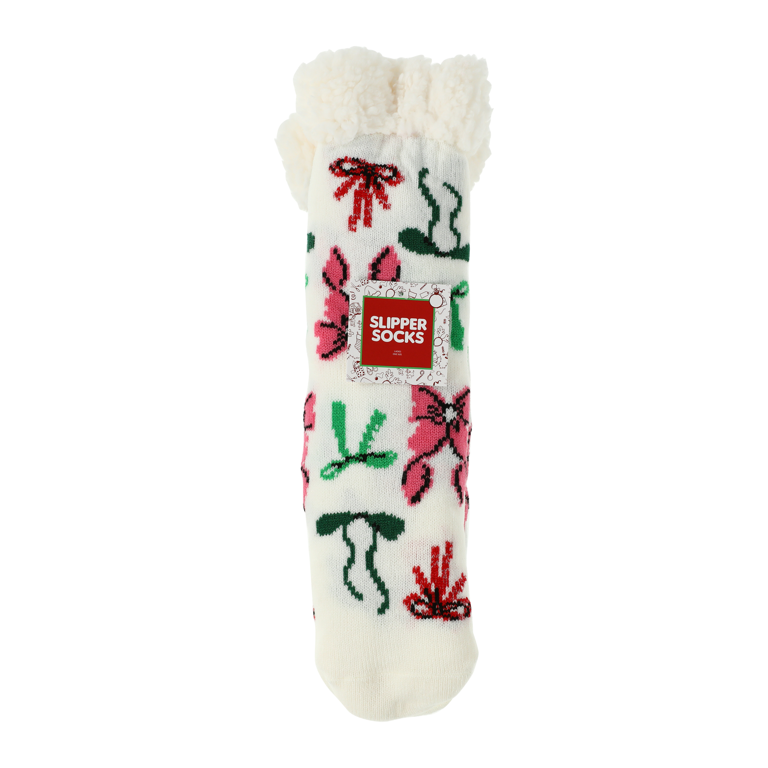 Holiday Printed Sherpa-Lined Slipper Socks