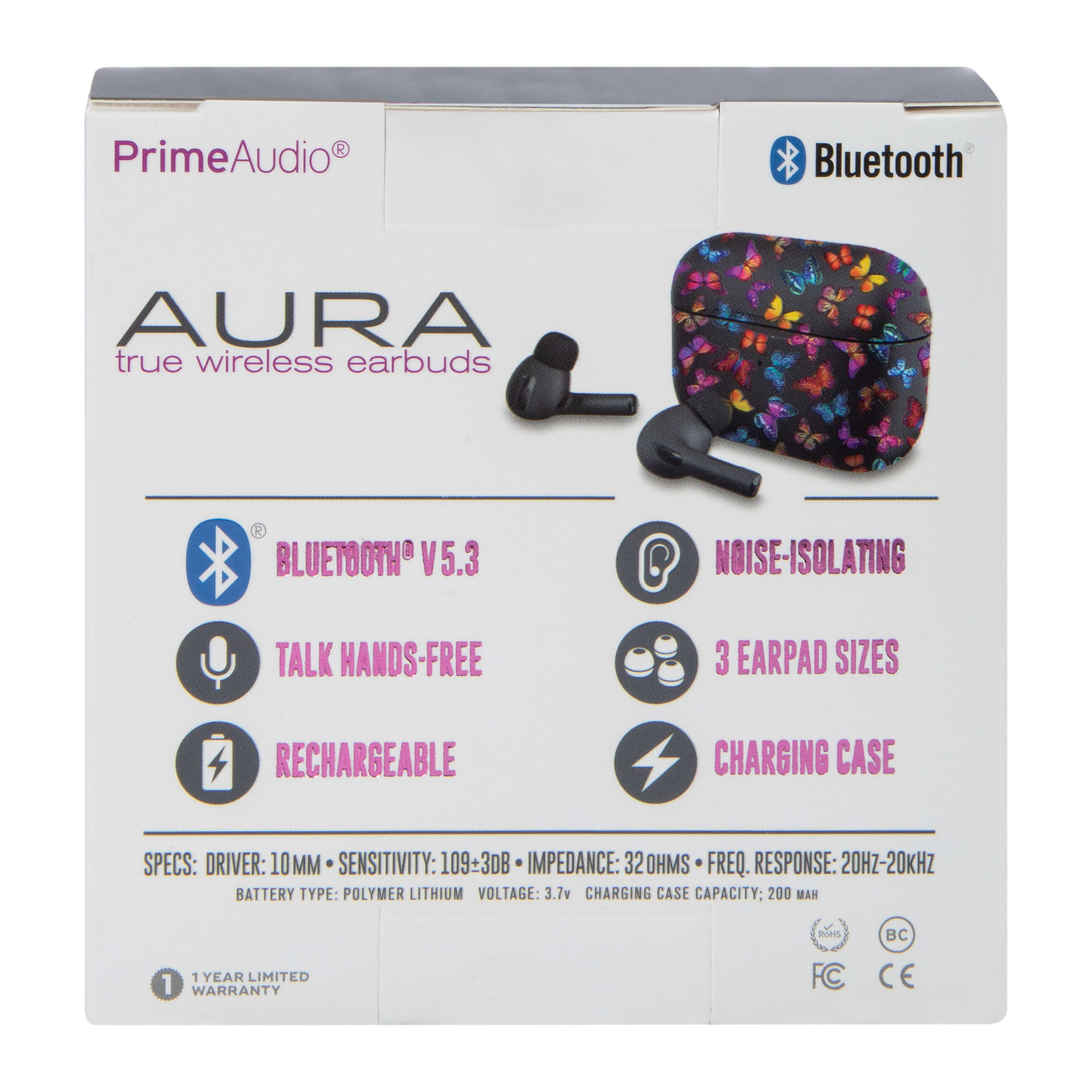 Aura Bluetooth® Wireless Earbuds With Mic