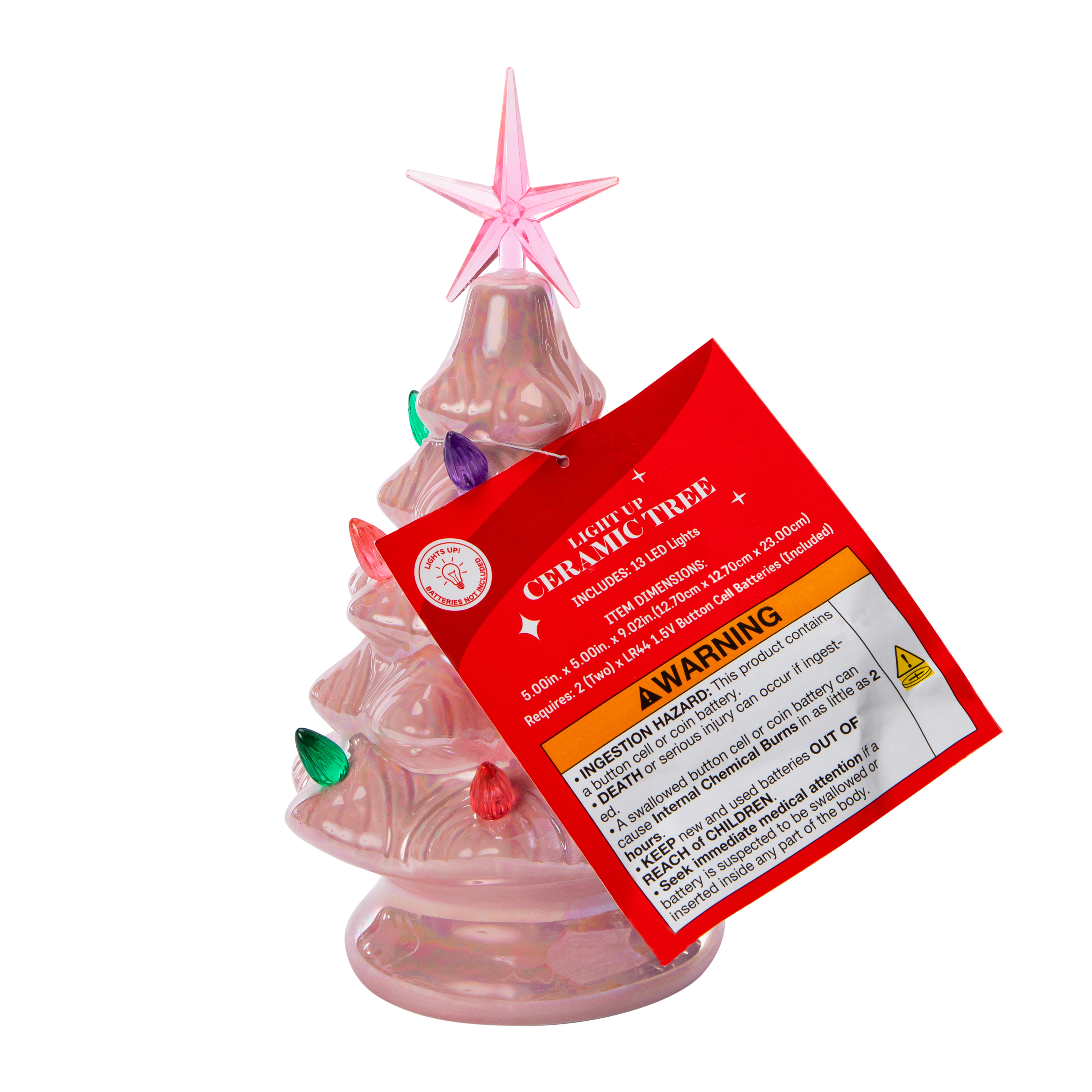 Ceramic Light-Up Christmas Tree 5in x 9.02in