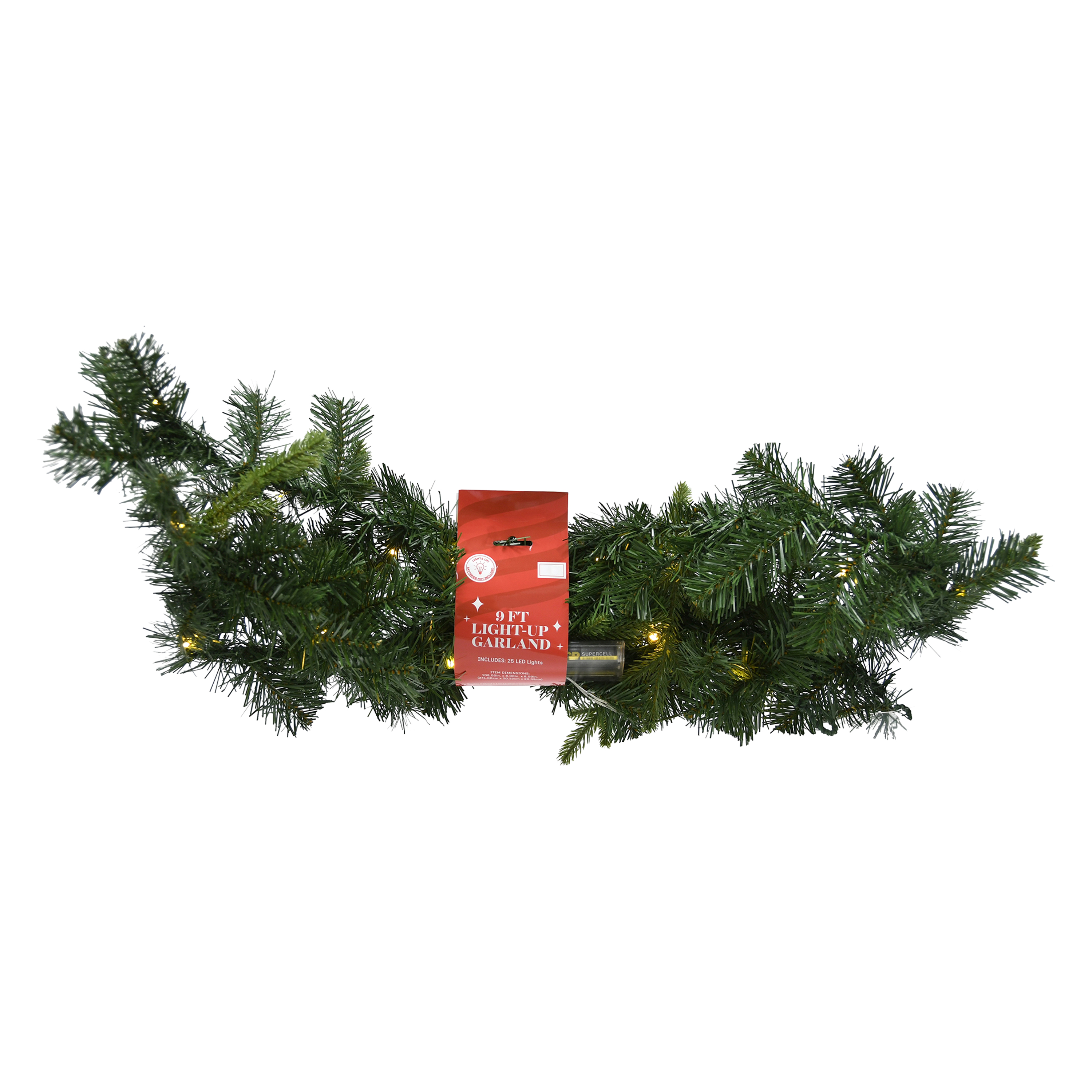 9ft Faux Greenery Light-Up Garland