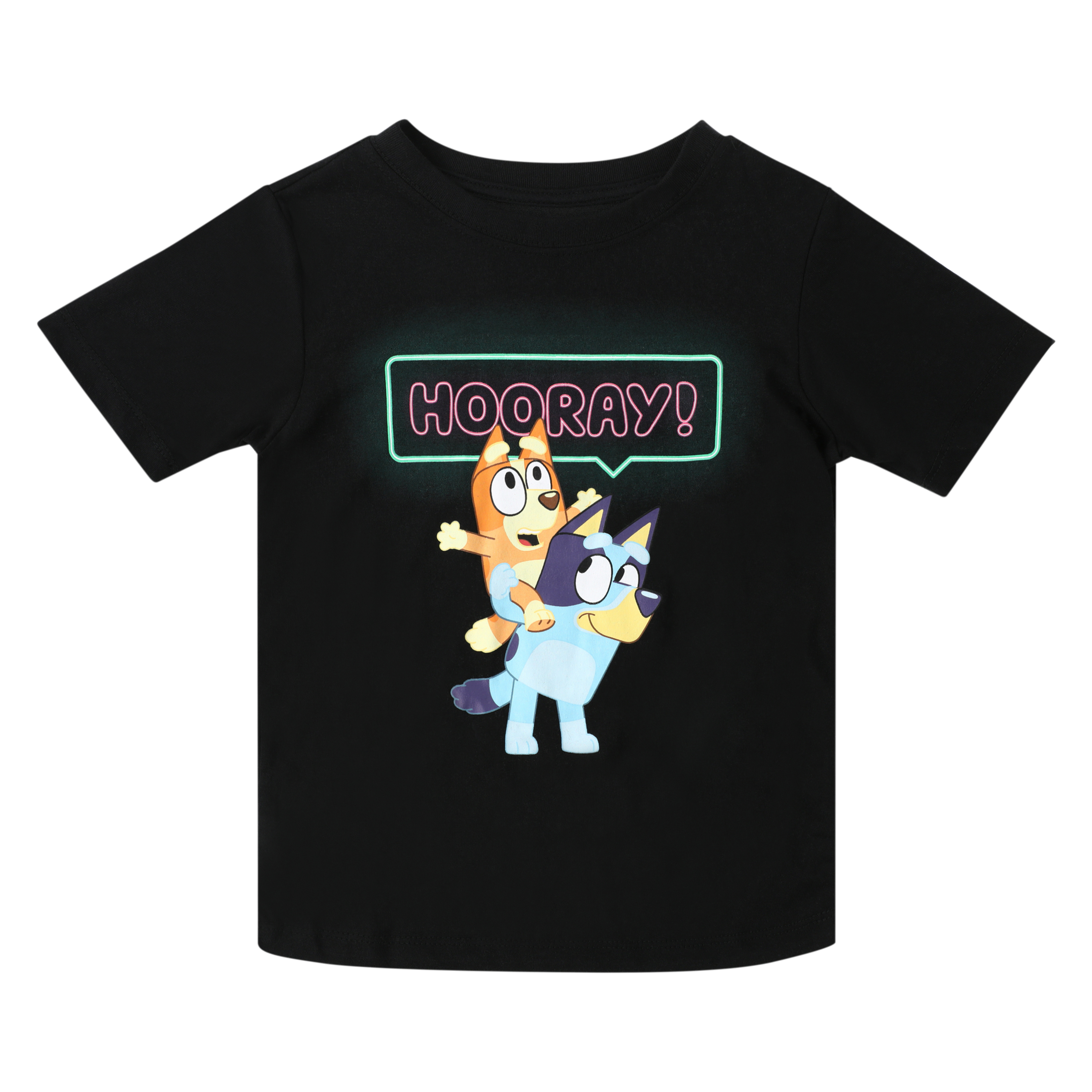 Kid's Bluey™ & Bingo 'Hooray!' Graphic Tee - Black