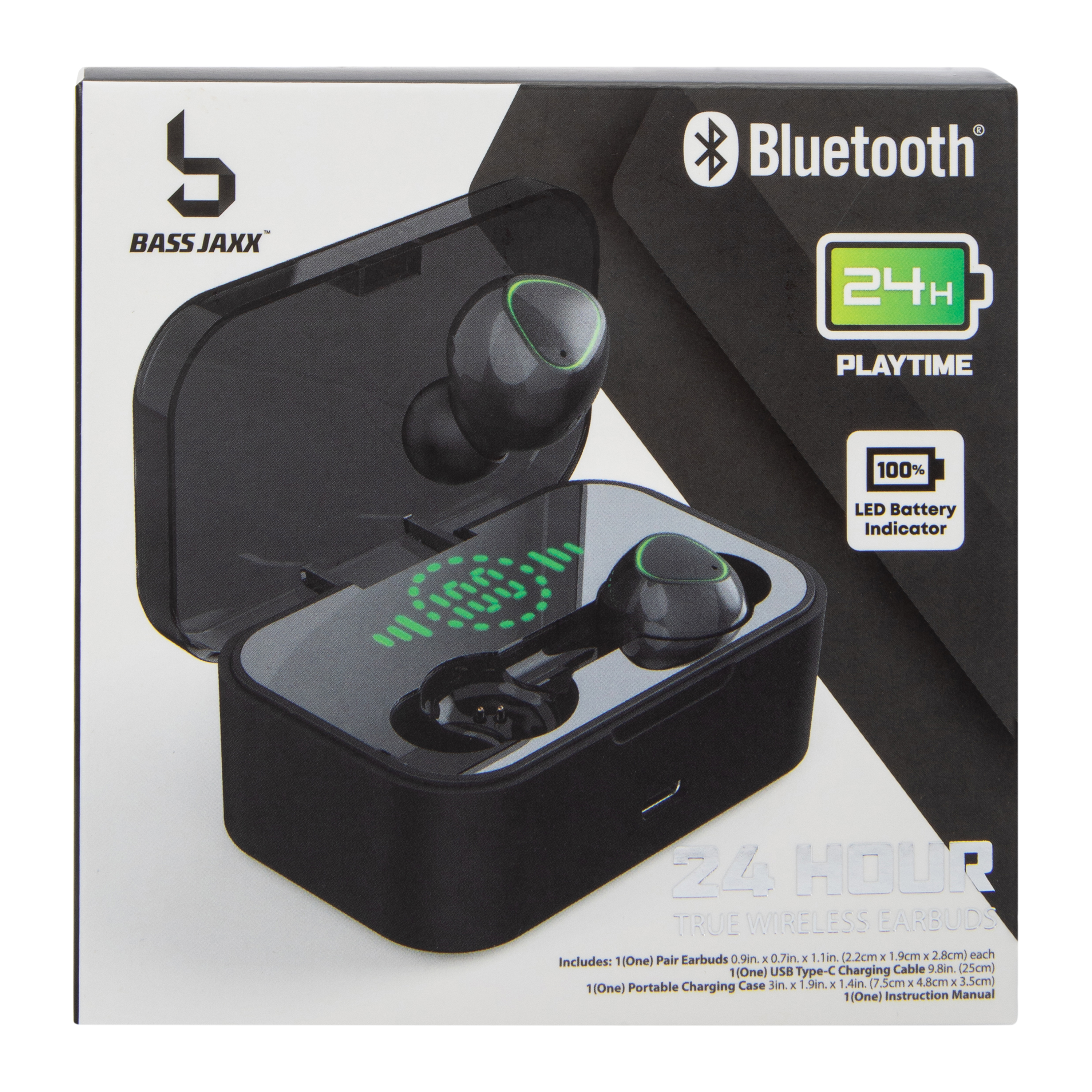 24-Hour True Wireless Earbuds With Mic & Case