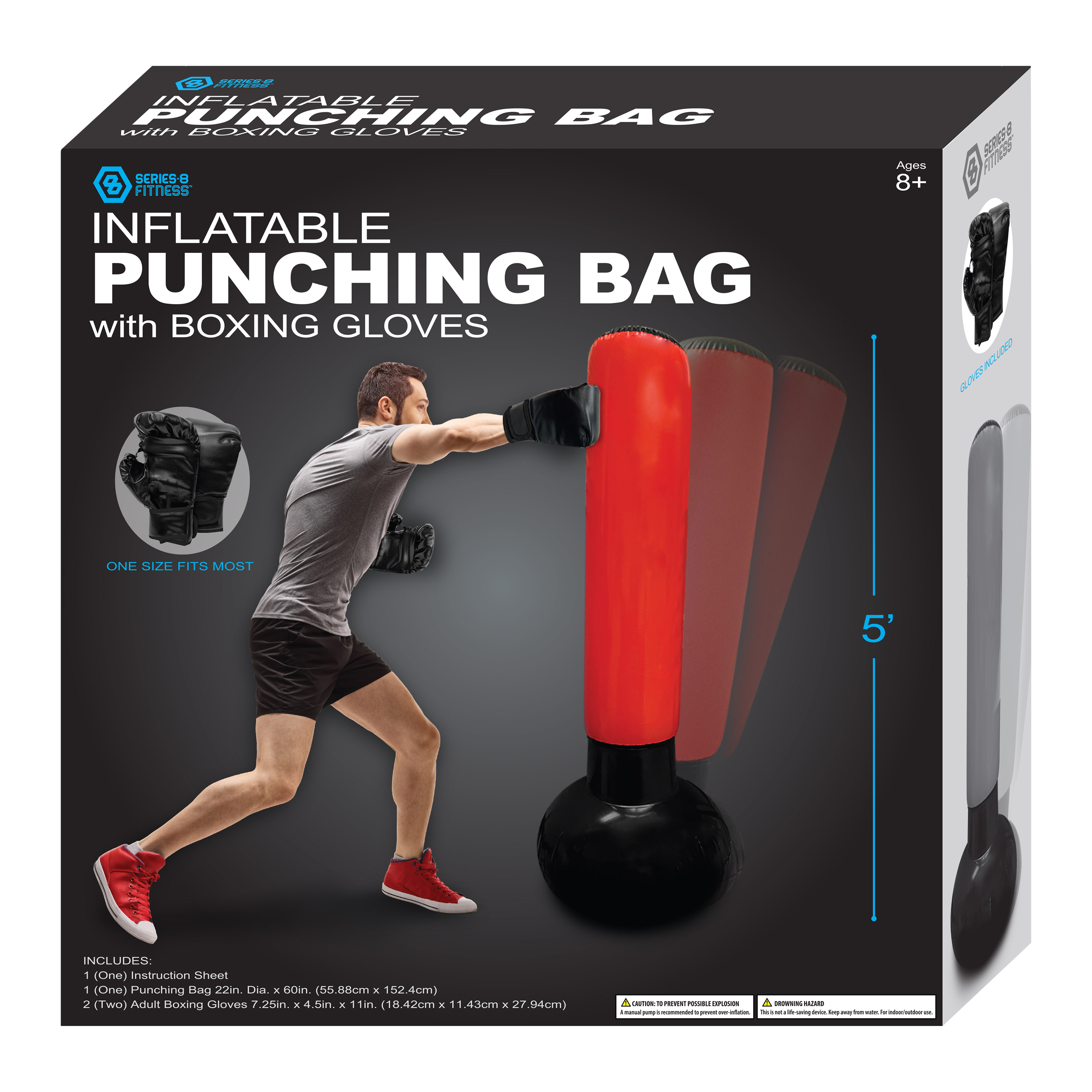 Series 8 Fitness Inflatable Punching Bag Boxing Gloves Five Below