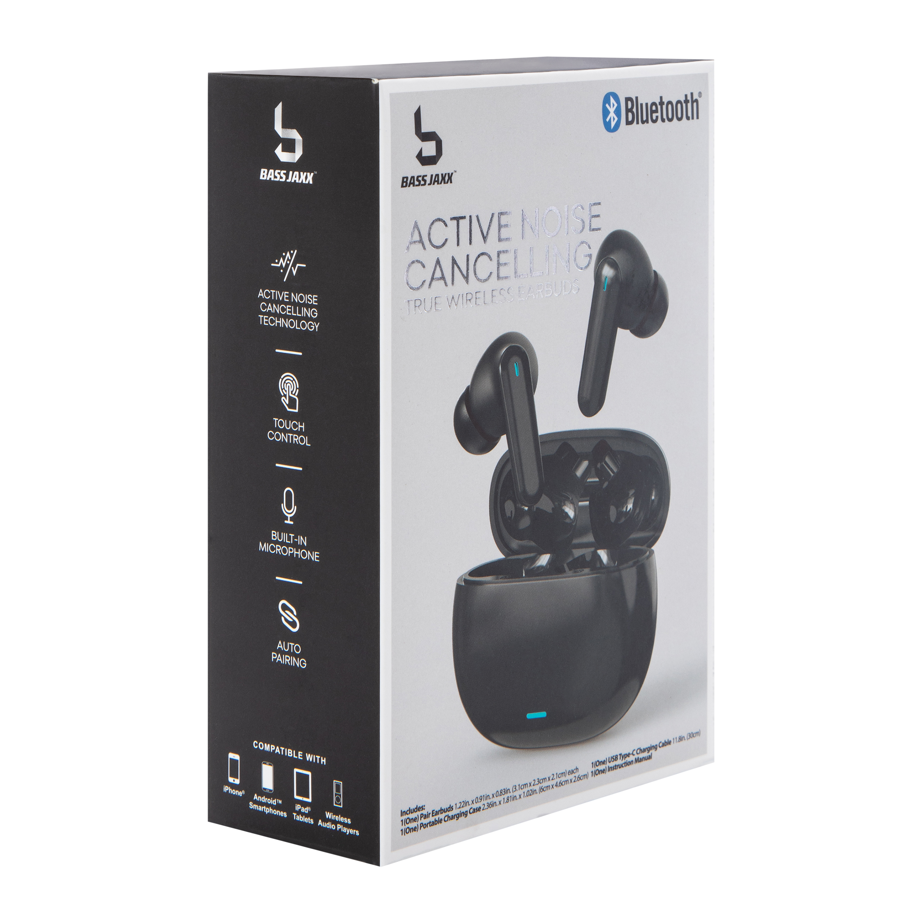 Active Noise Cancelling True Wireless Earbuds With Mic