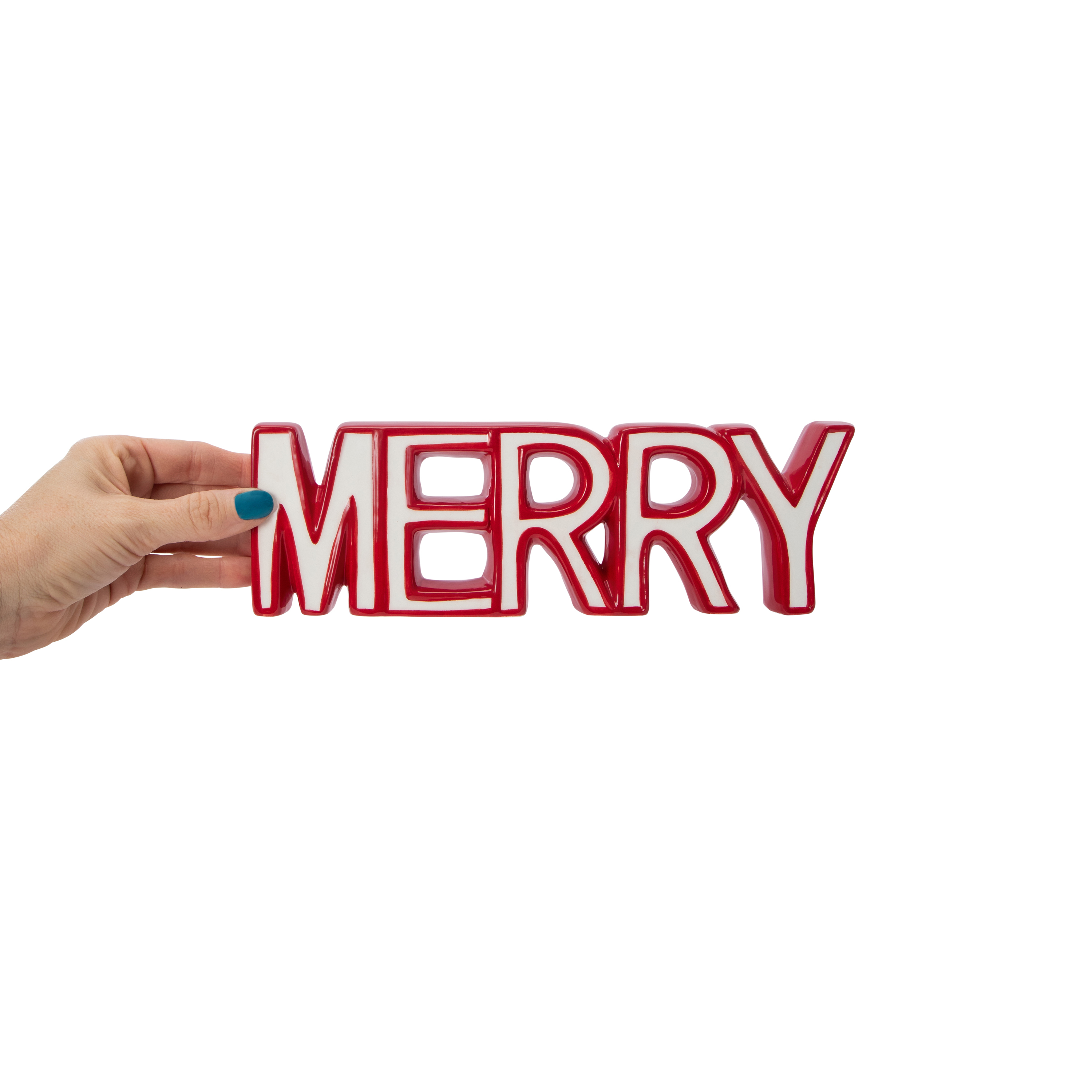 'Merry' Tabletop Christmas Sign 3.35in x 10.75in