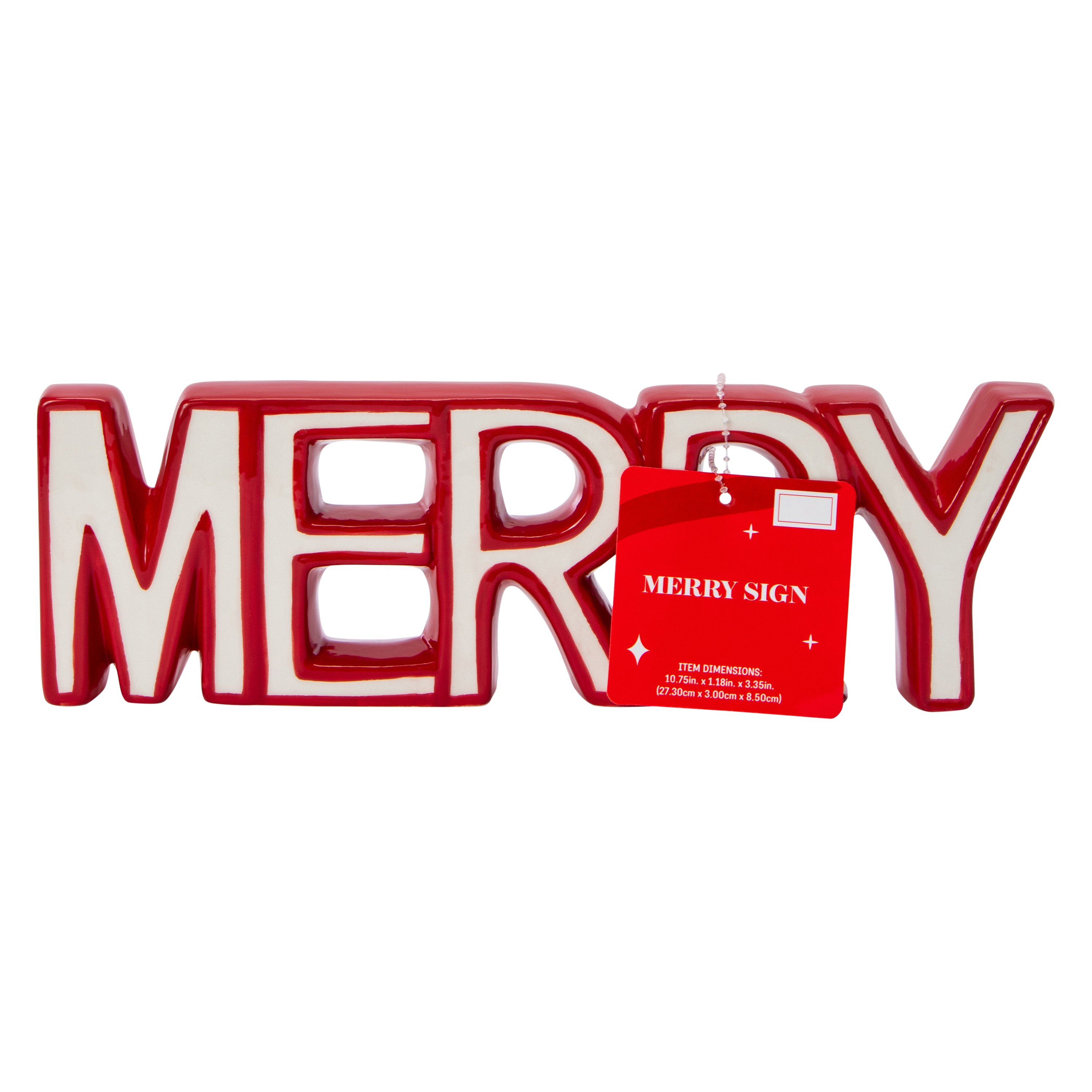 'Merry' Tabletop Christmas Sign 3.35in x 10.75in