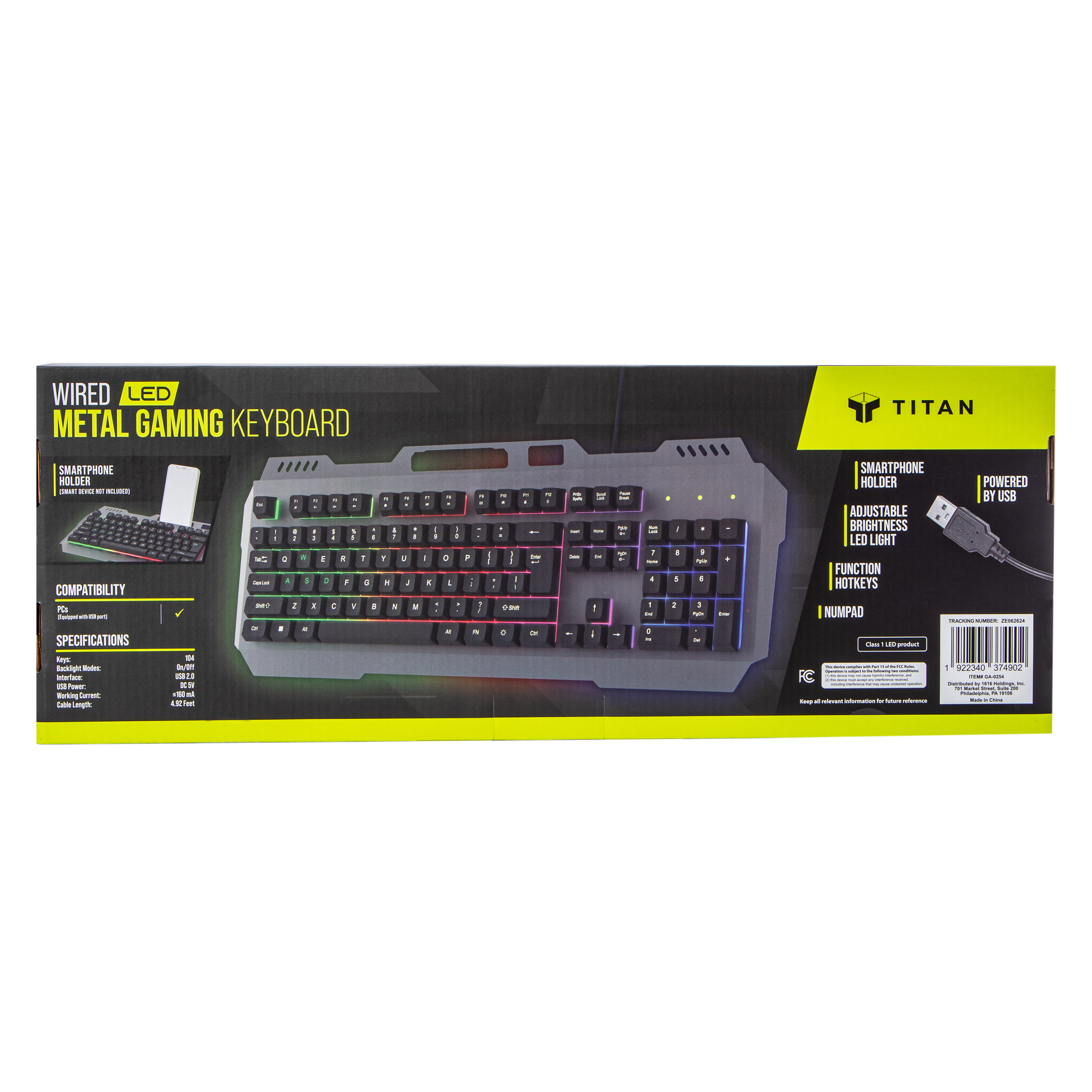 Titan Wired LED Metal Gaming Keyboard