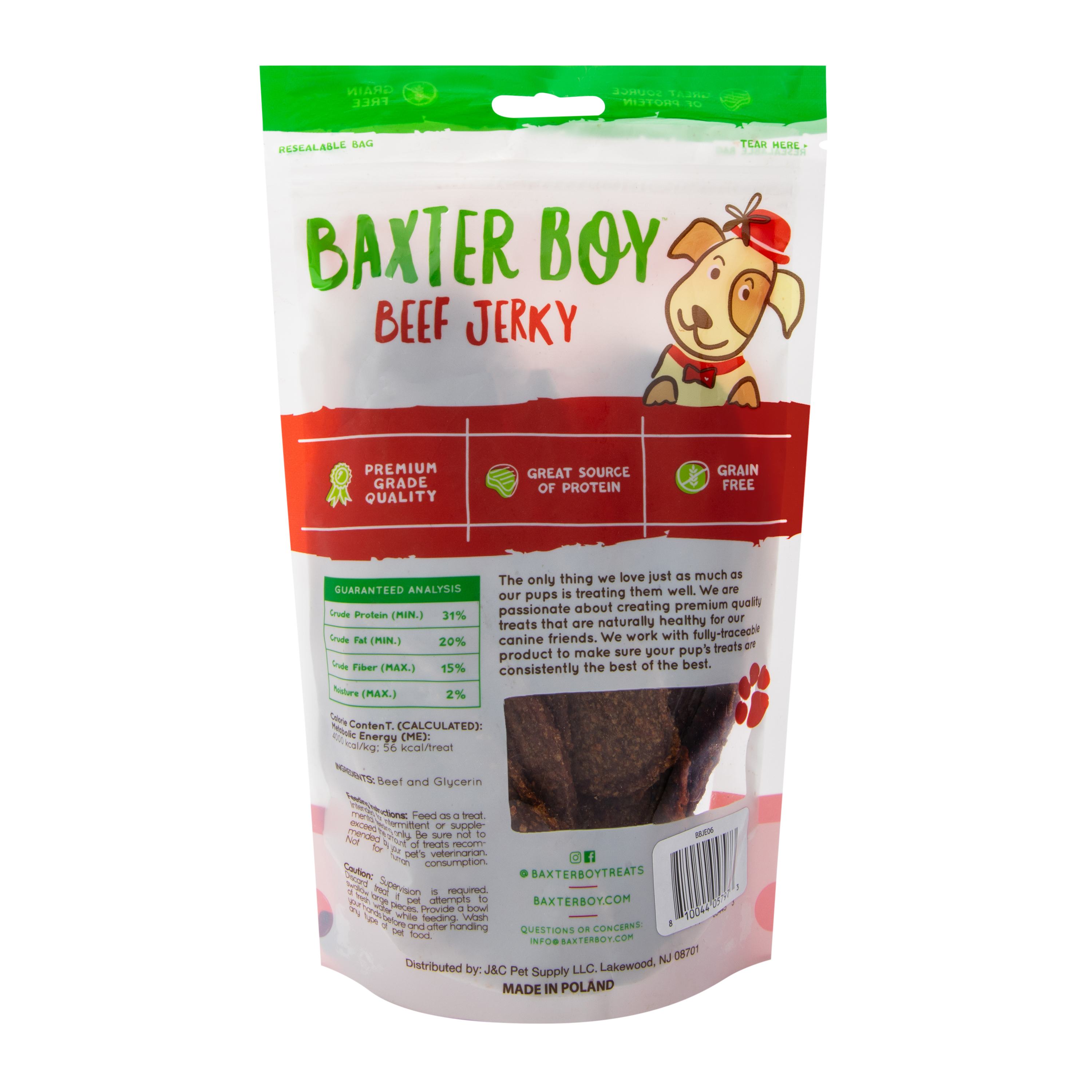 Baxter Boy Beef Jerky Dog Treats 6oz