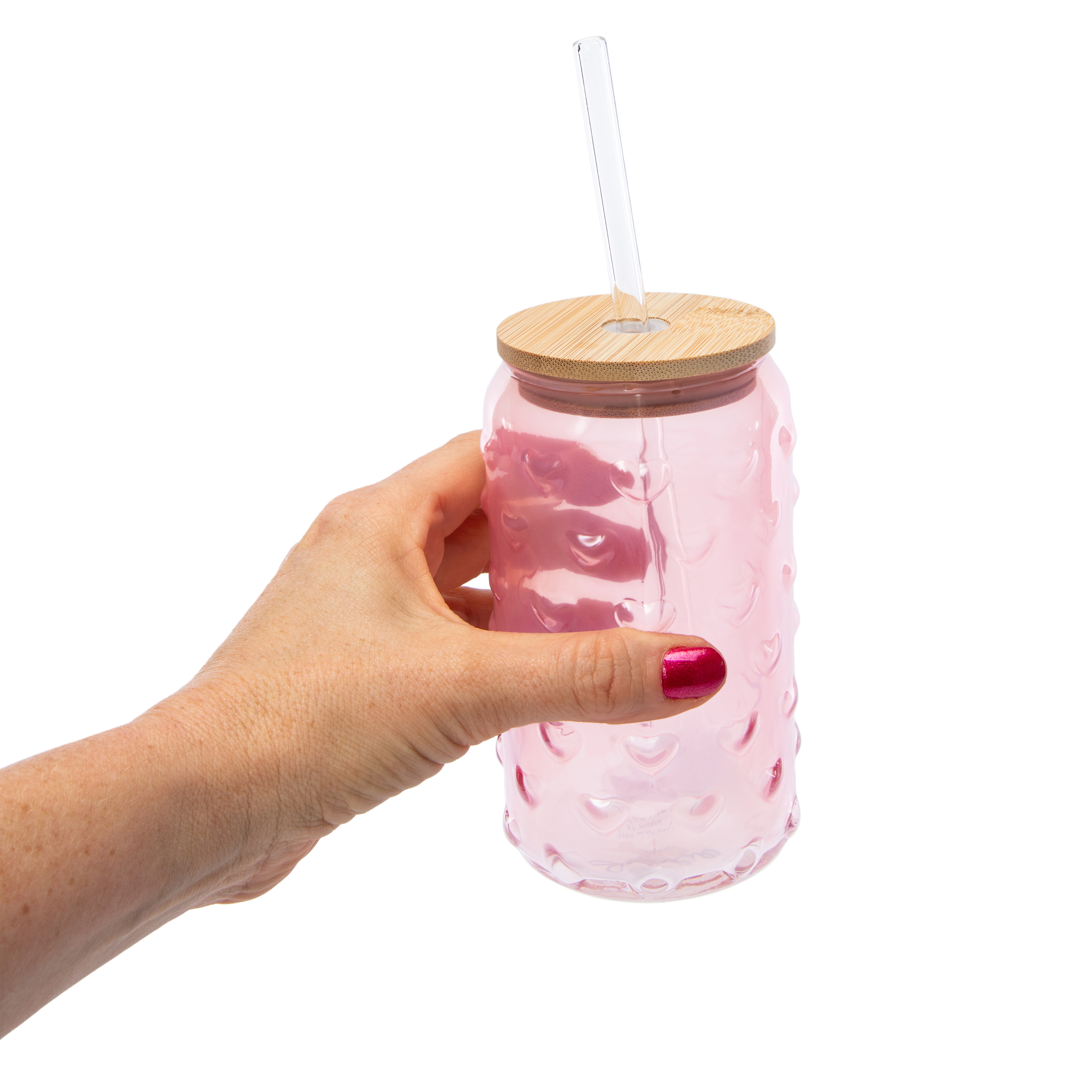Textured Glass Tumbler With Lid 20oz