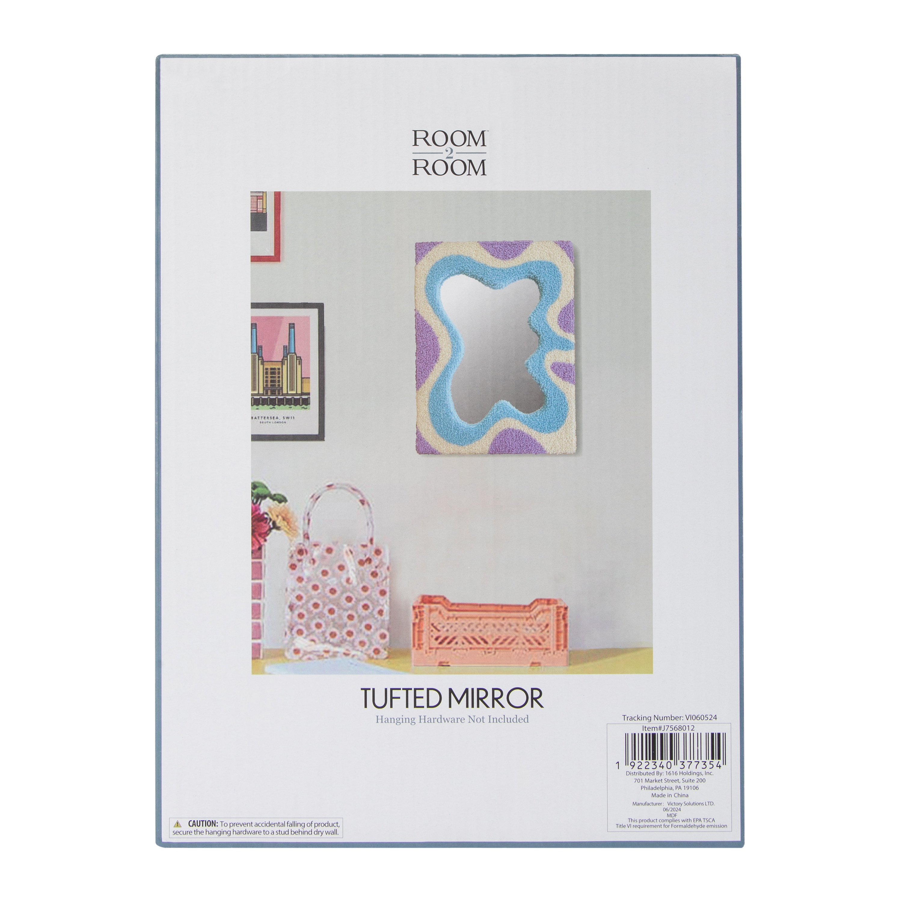 Trendy Tufted Wall Mirror 9.65in x 12in