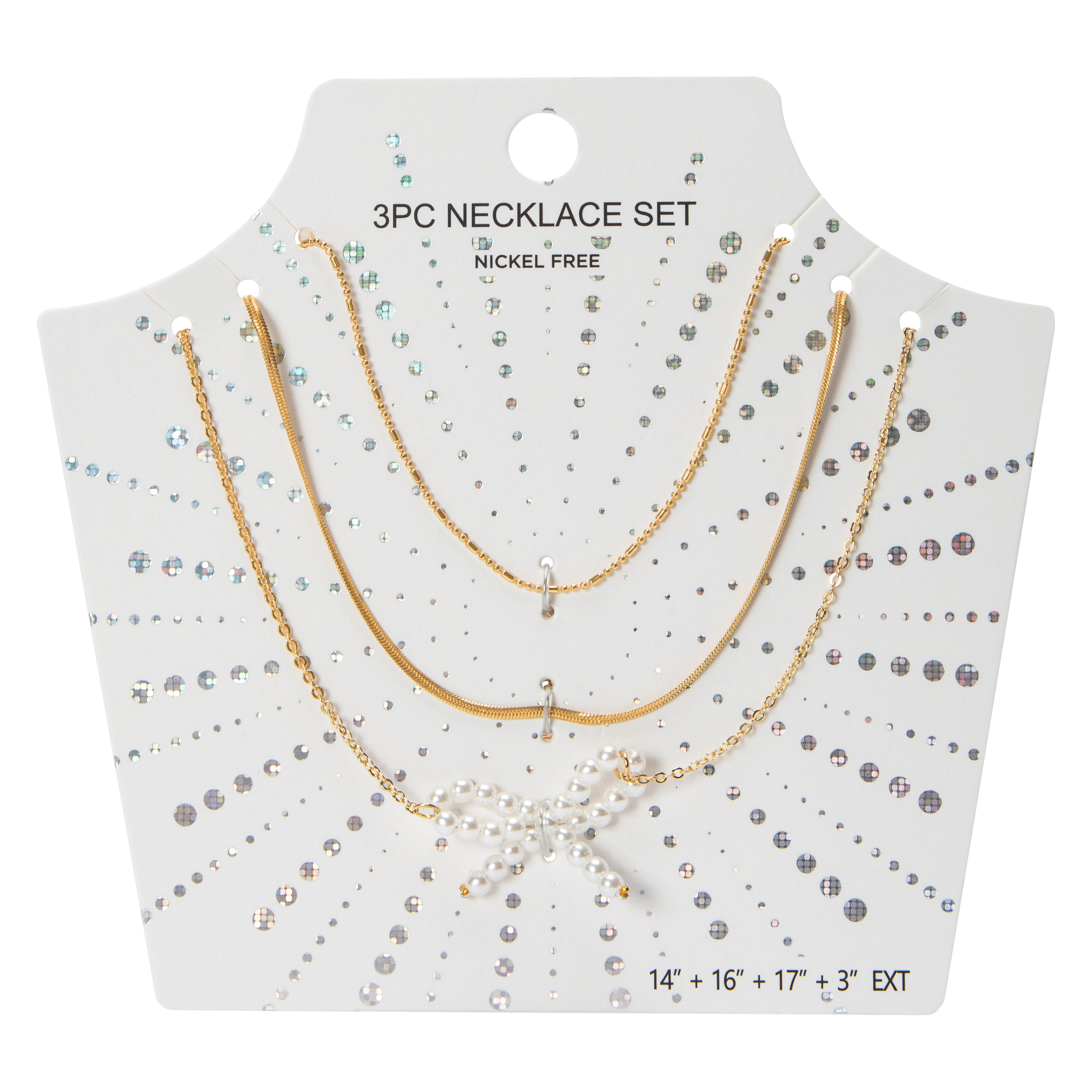 Bow Pearl Necklace Set 3-Piece