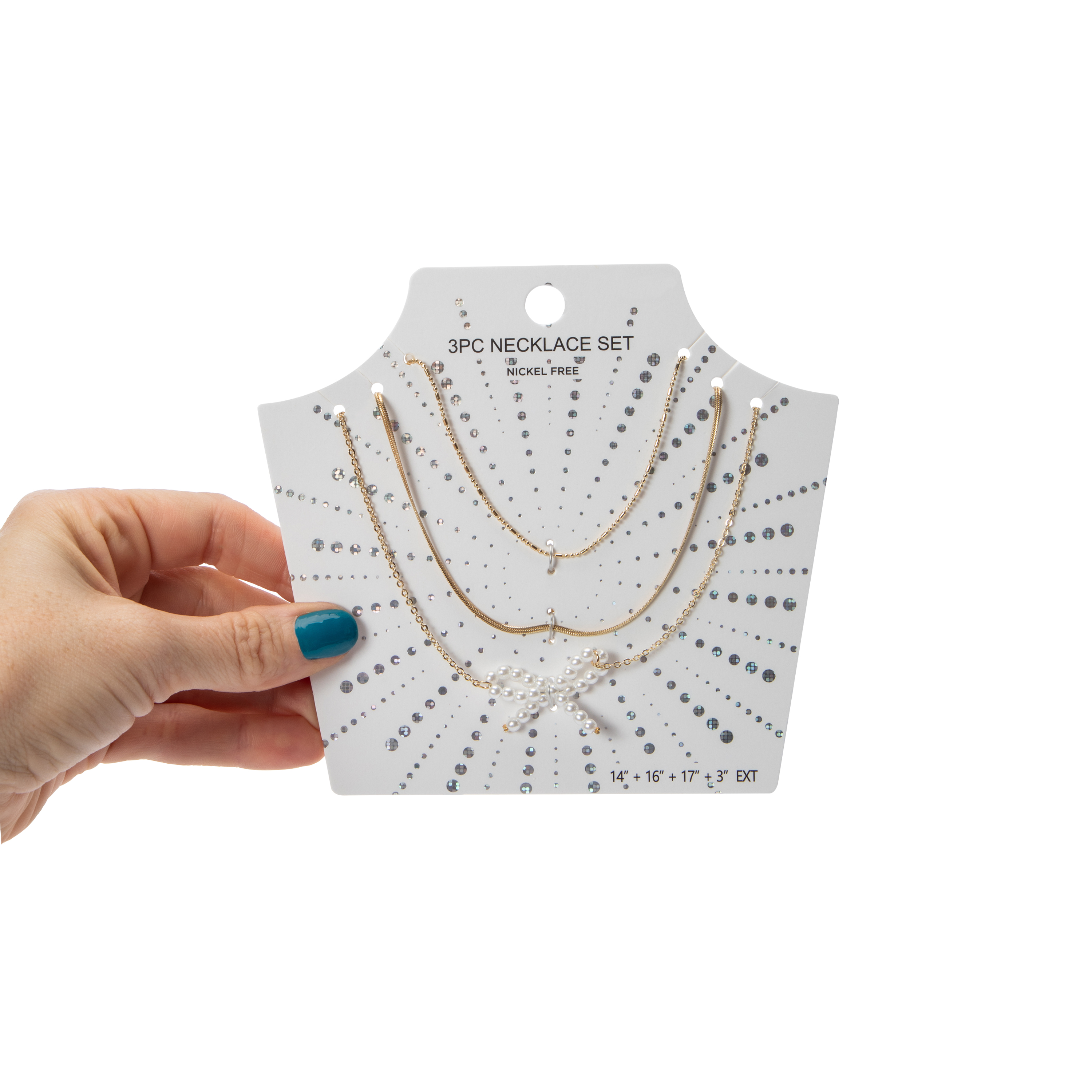 Bow Pearl Necklace Set 3-Piece