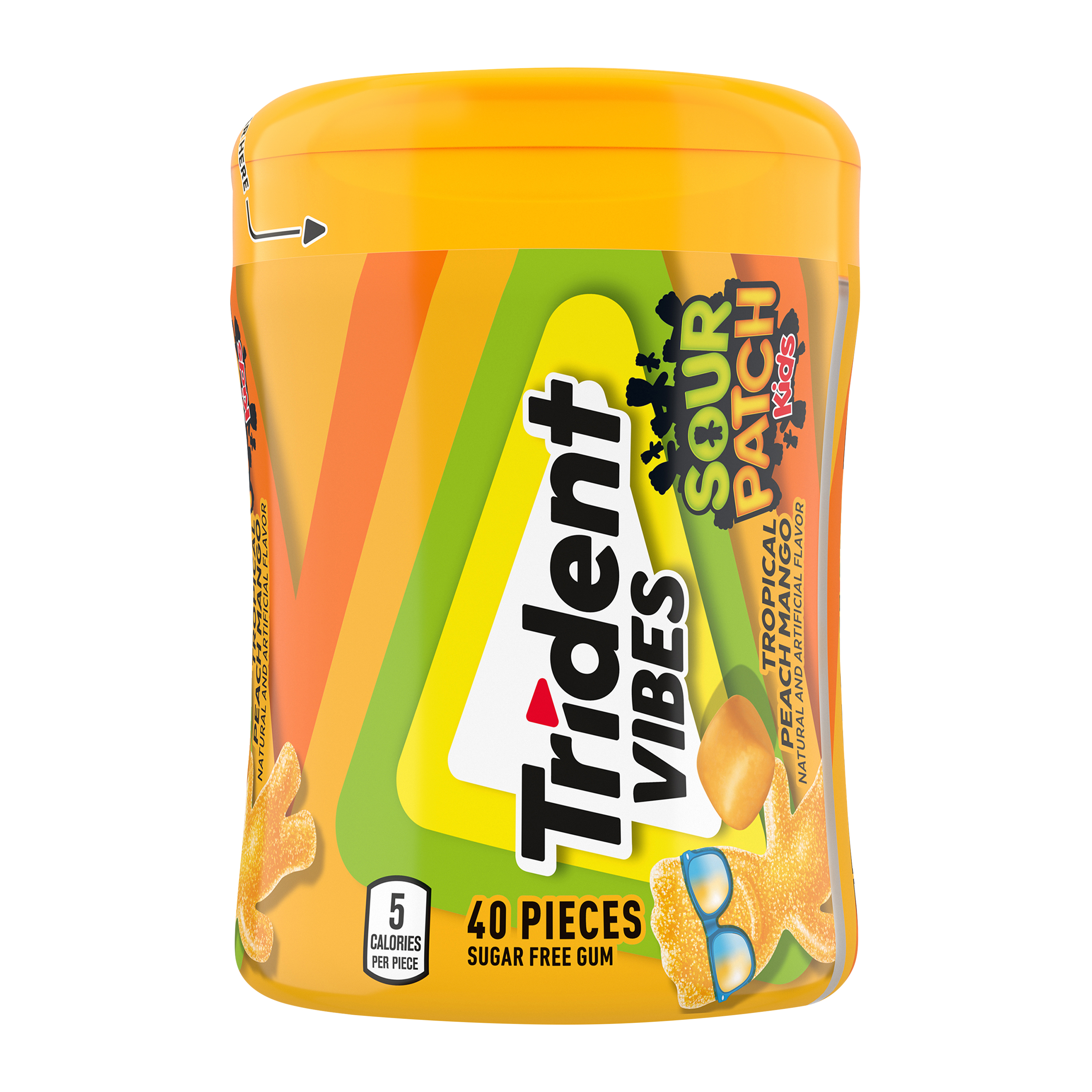 Trident Vibes® x Sour Patch Kids® Sugar-Free Gum 40 Count - Tropical Peach Mango
