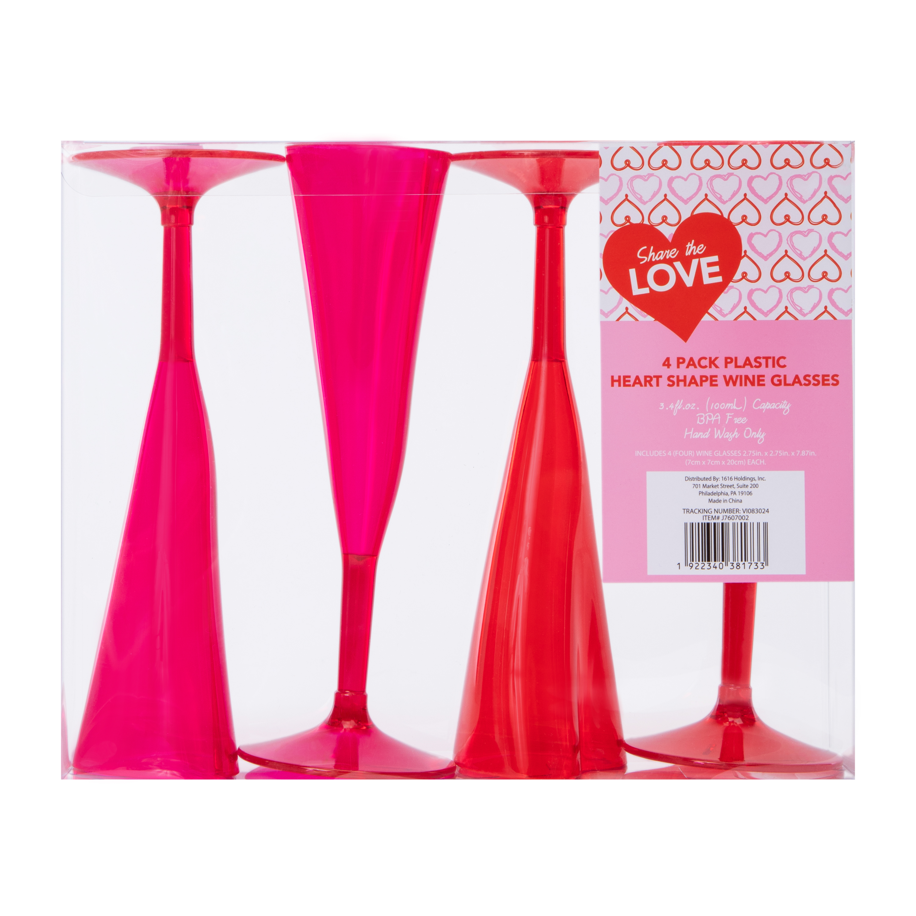 Four shops Heart Shaped Wine Glasses