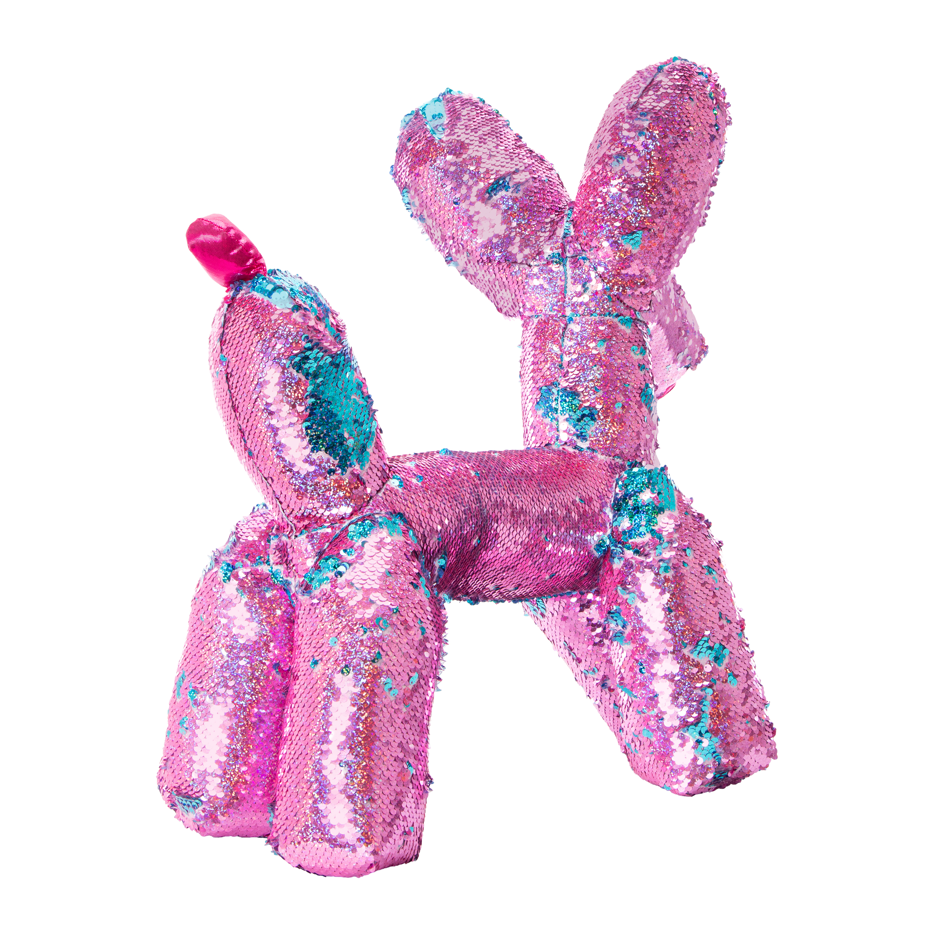 Ploofs™ Big Balloon Animal Dog Sequin Plush Pink & Blue