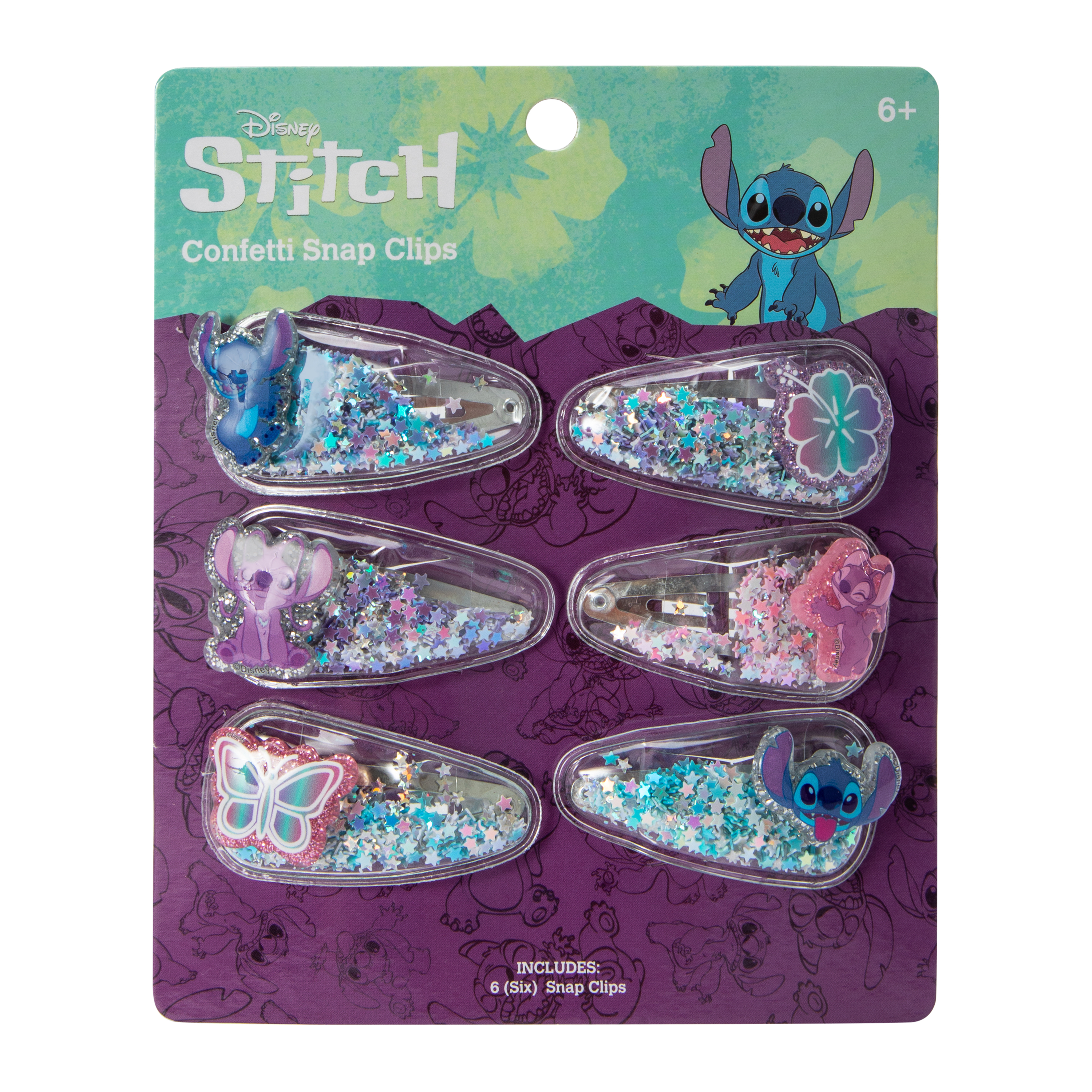 Disney Stitch Confetti Snap Clips 6-Count
