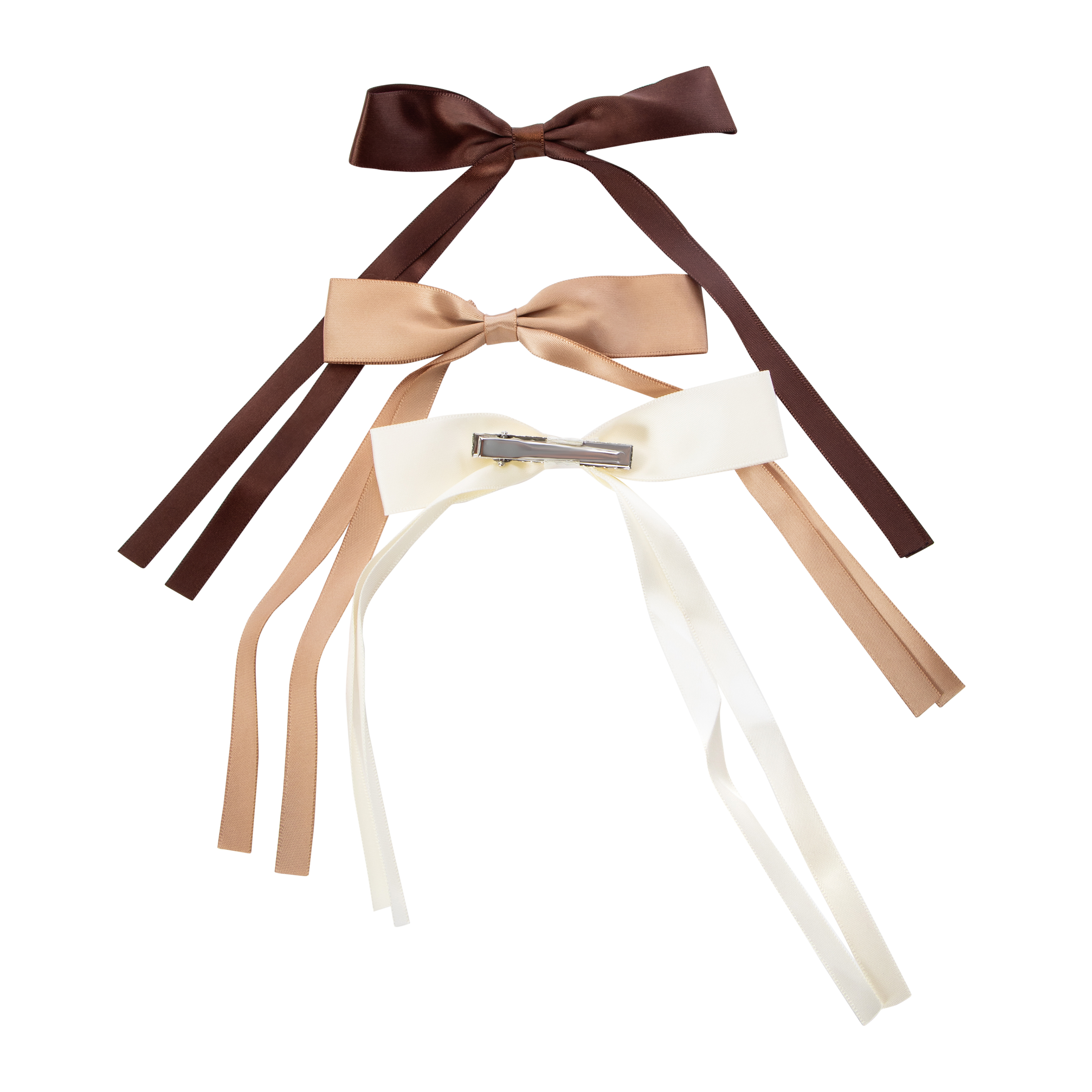 Assorted Long Satin Hair Bows 3-Count