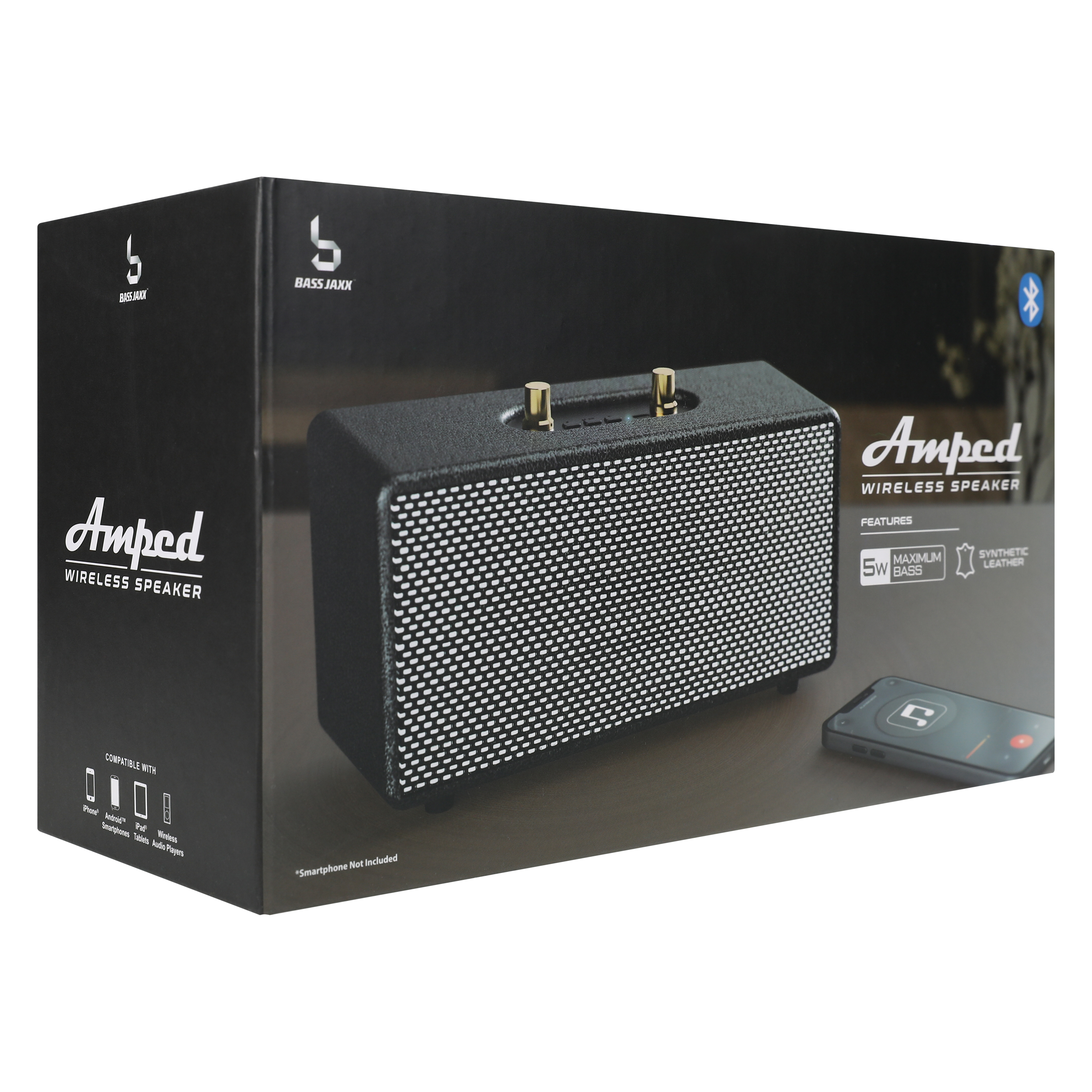 Amped Wireless Speaker With Maximum Bass 9.8in x 5.4in