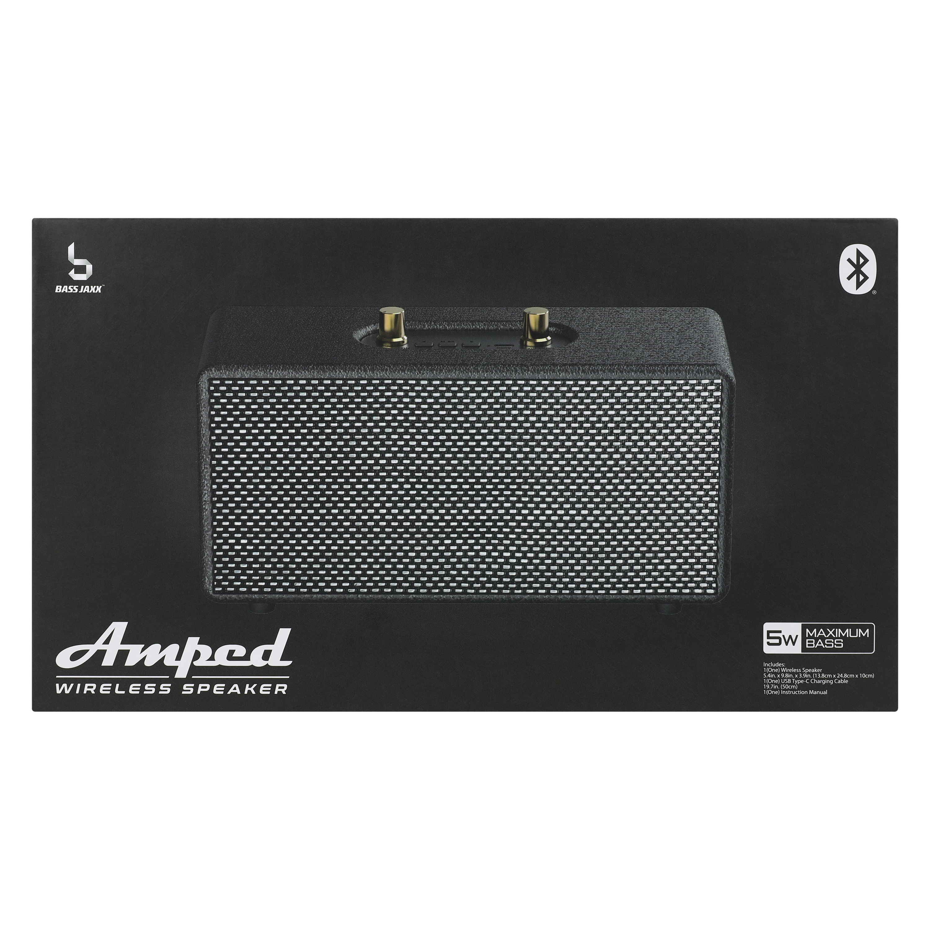 Amped Wireless Speaker With Maximum Bass 9.8in x 5.4in