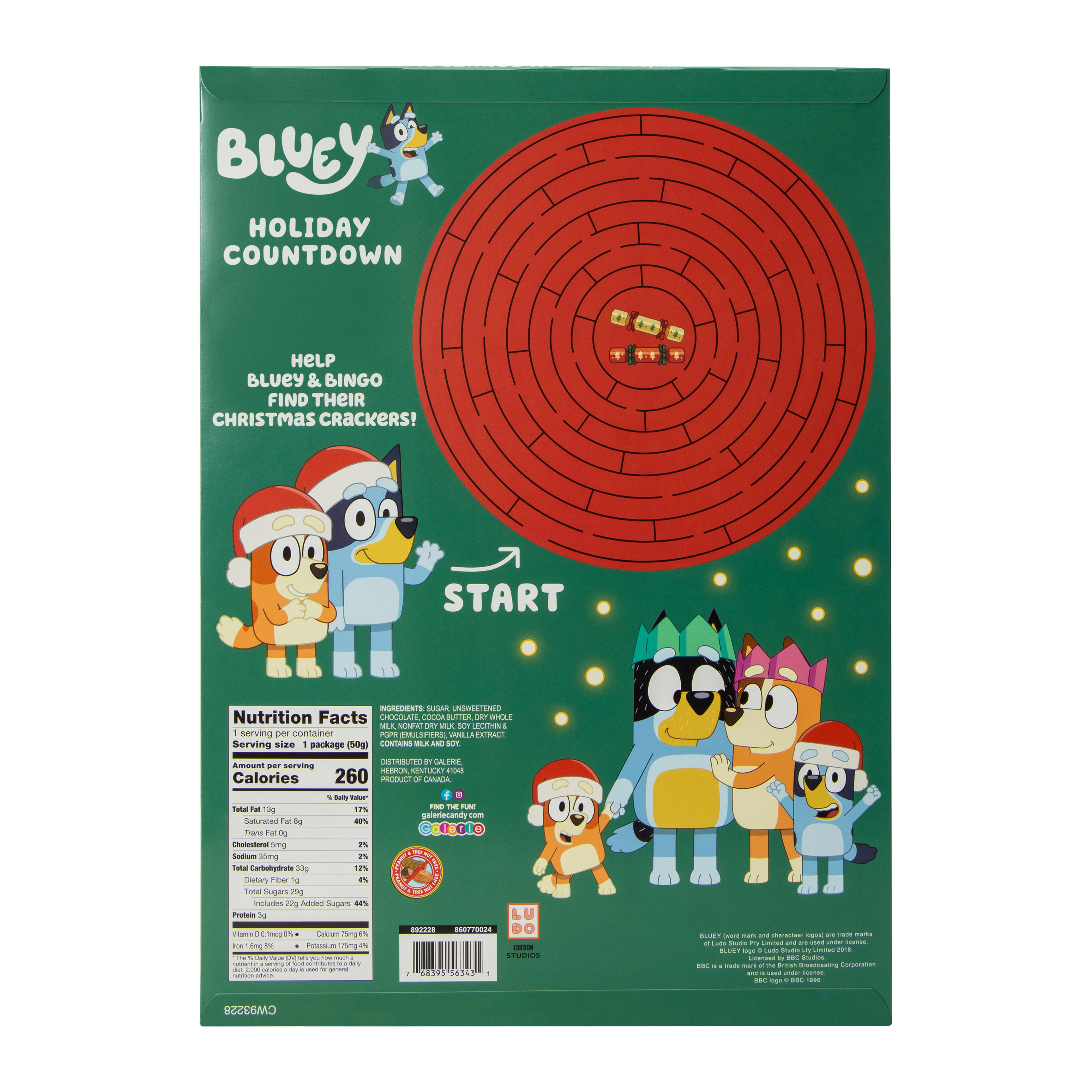 Bluey Advent Calendar, Countdown To Christmas, 24 Milk Chocolates