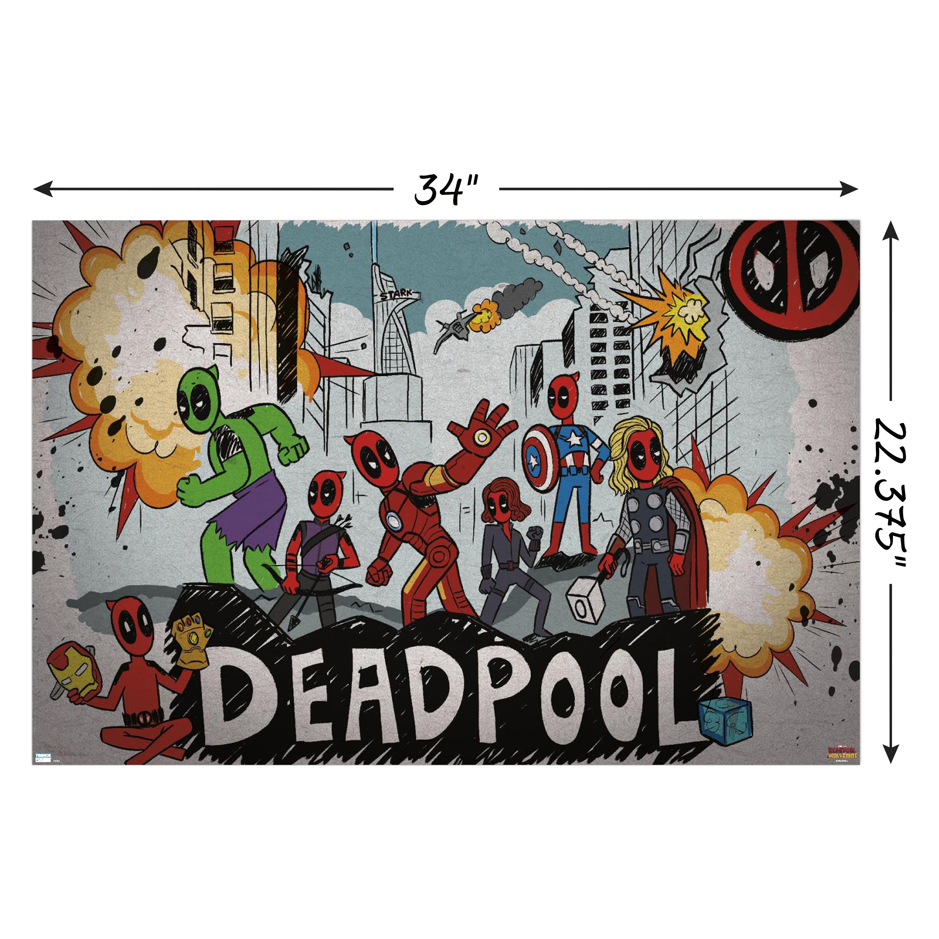 Deadpool Wall Art Poster 22.3in x 34in