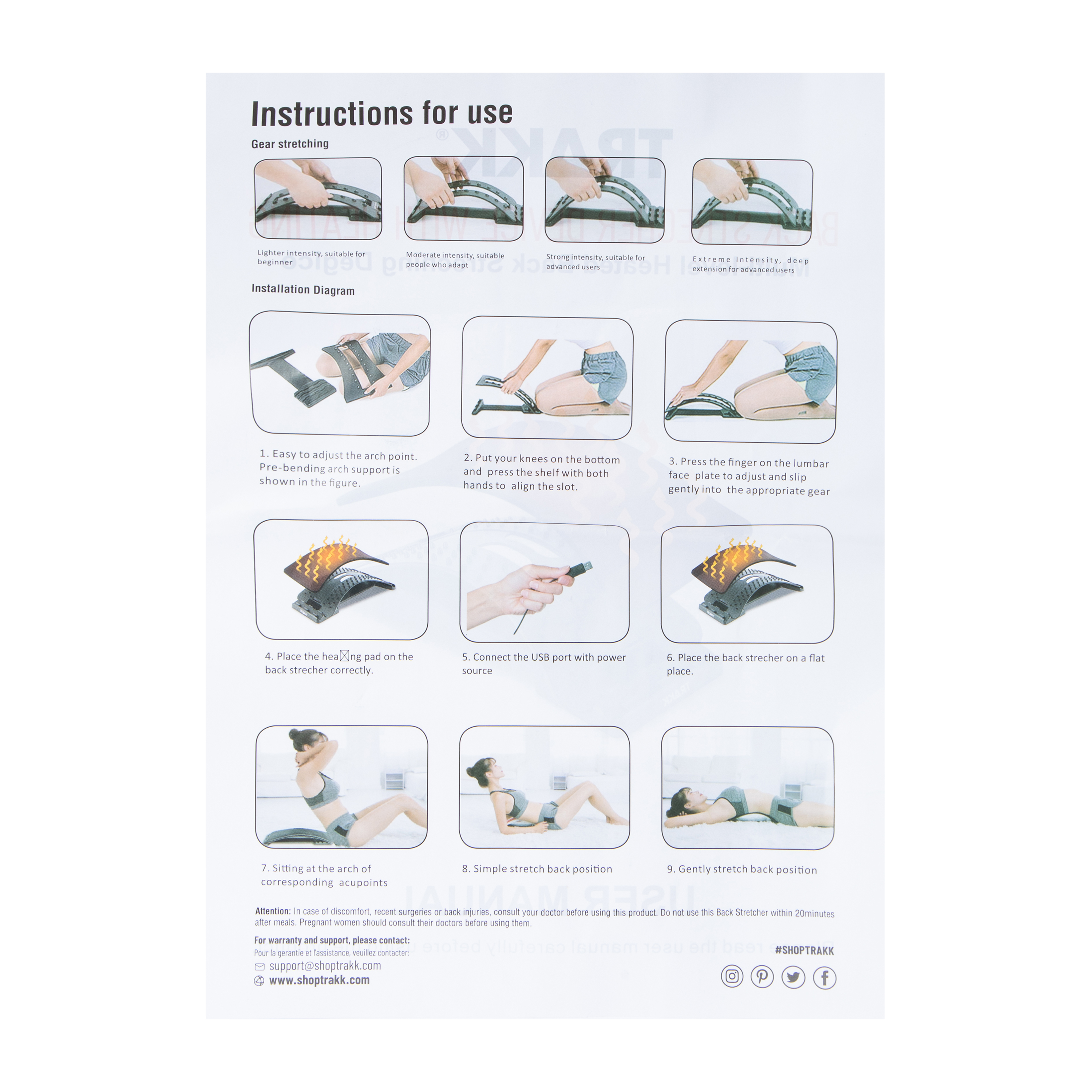 Trakk® Back Stretcher Device With Heating