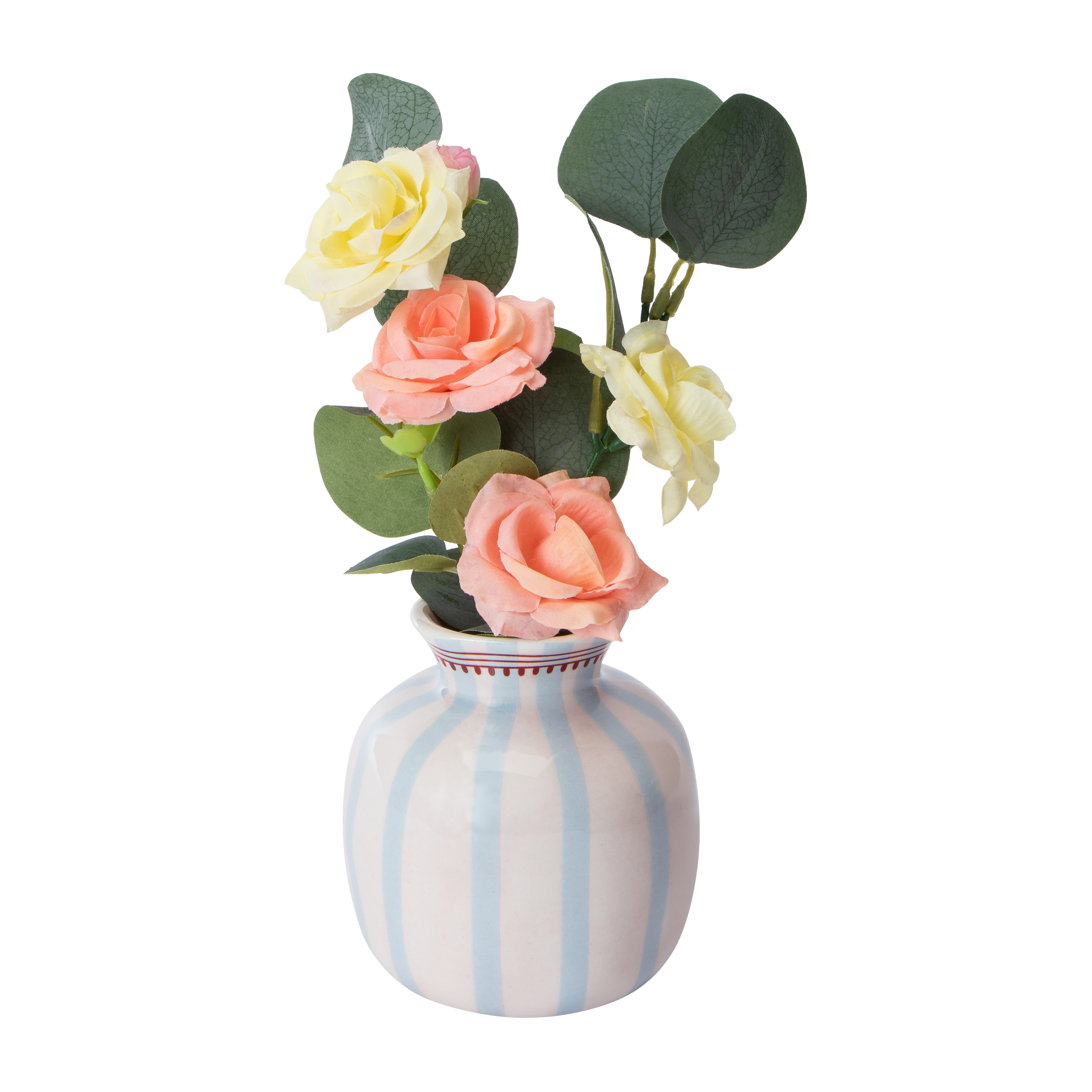 Striped Faux Flower Vase