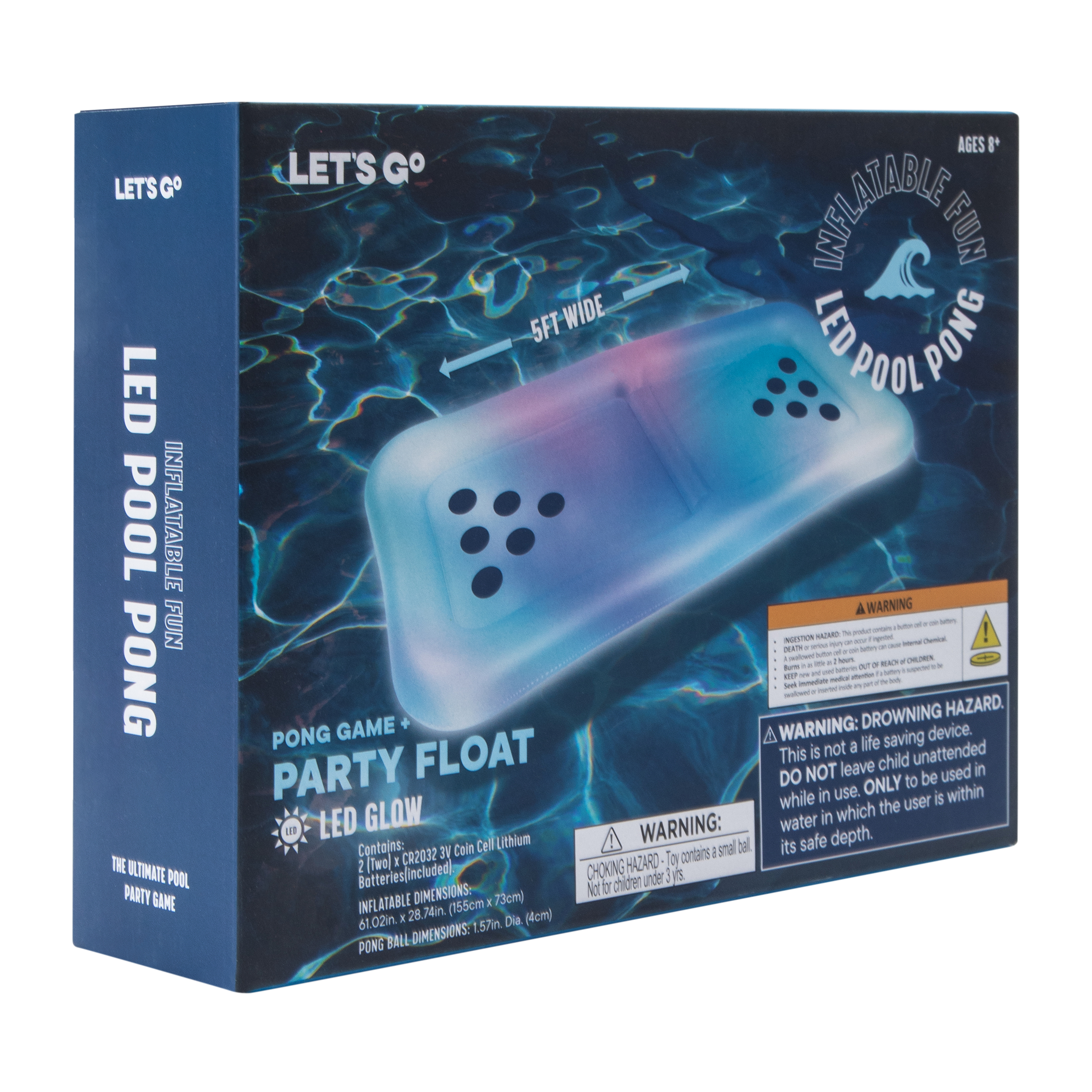 LED Pool Pong Party Float 61in x 28in