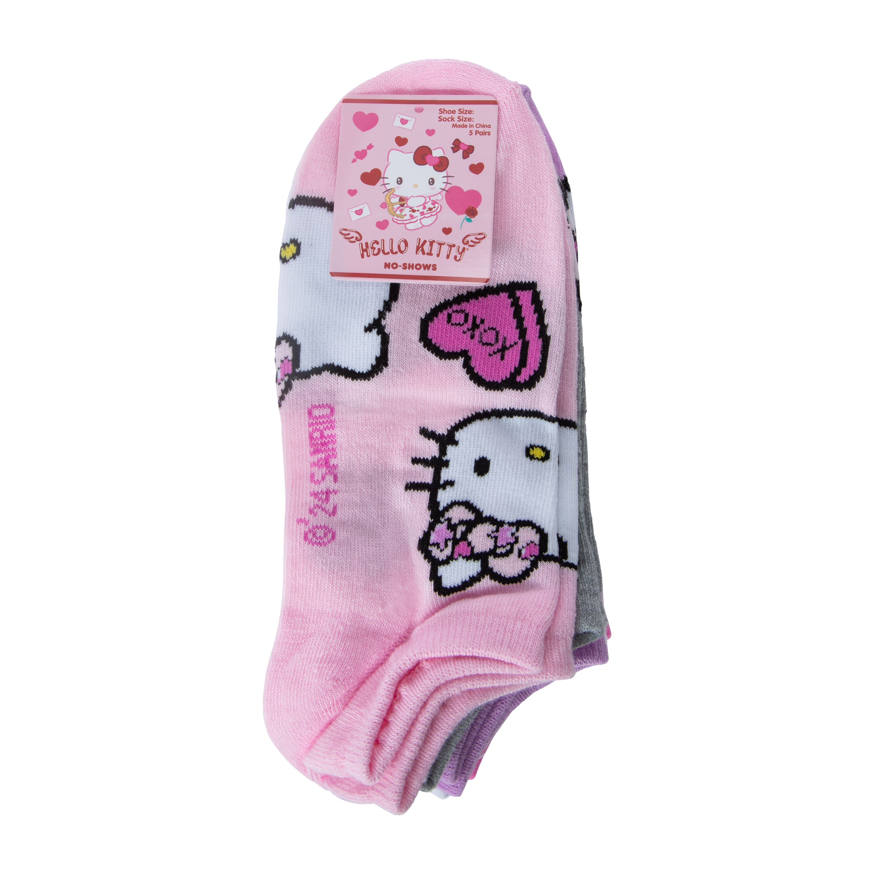 Girls Hello Kitty No-Show Socks 5-Pack