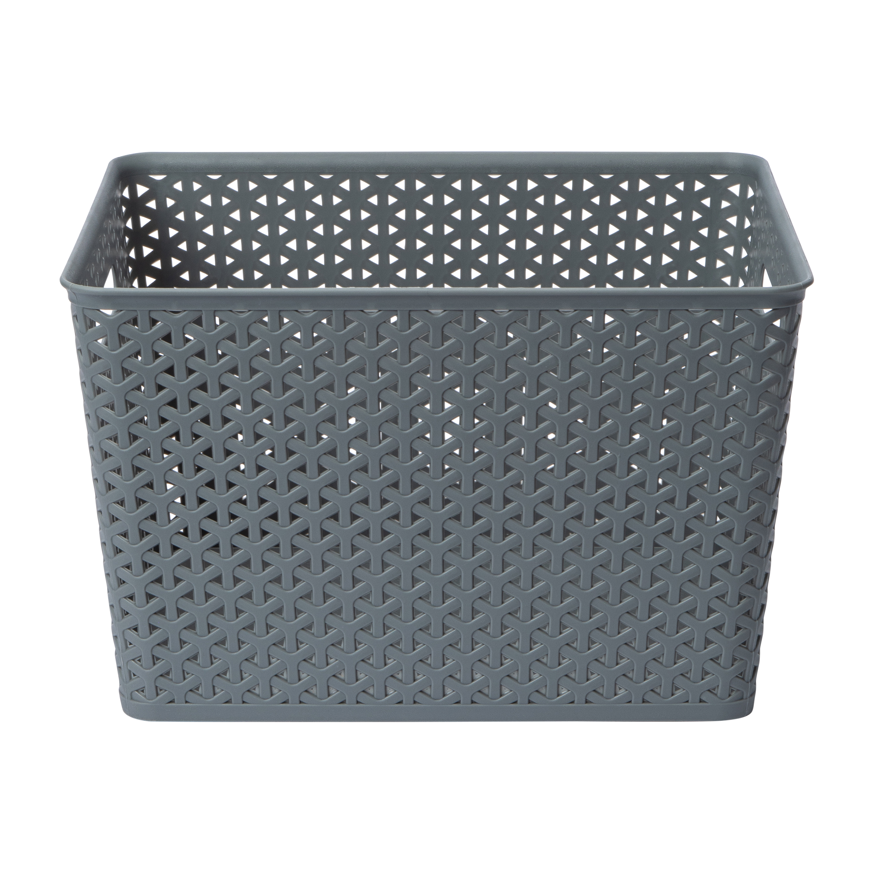 Large Plastic Weave Bin With Lid