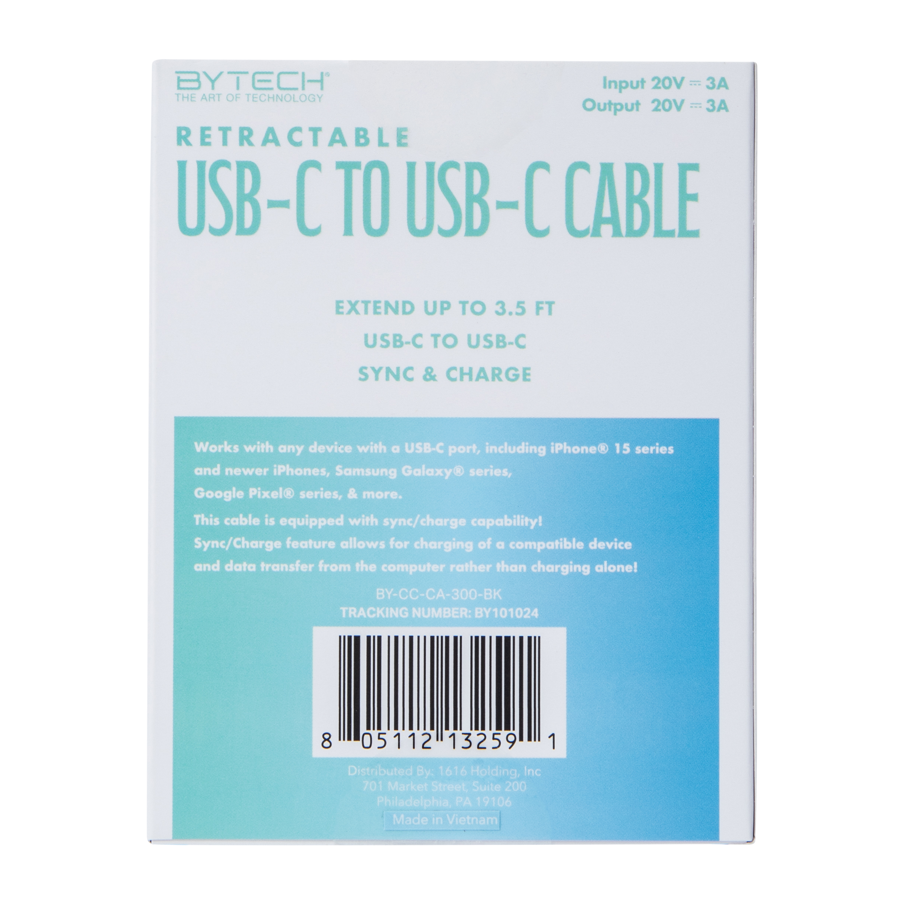 Retractable USB-C To 3.5 ft. Cable