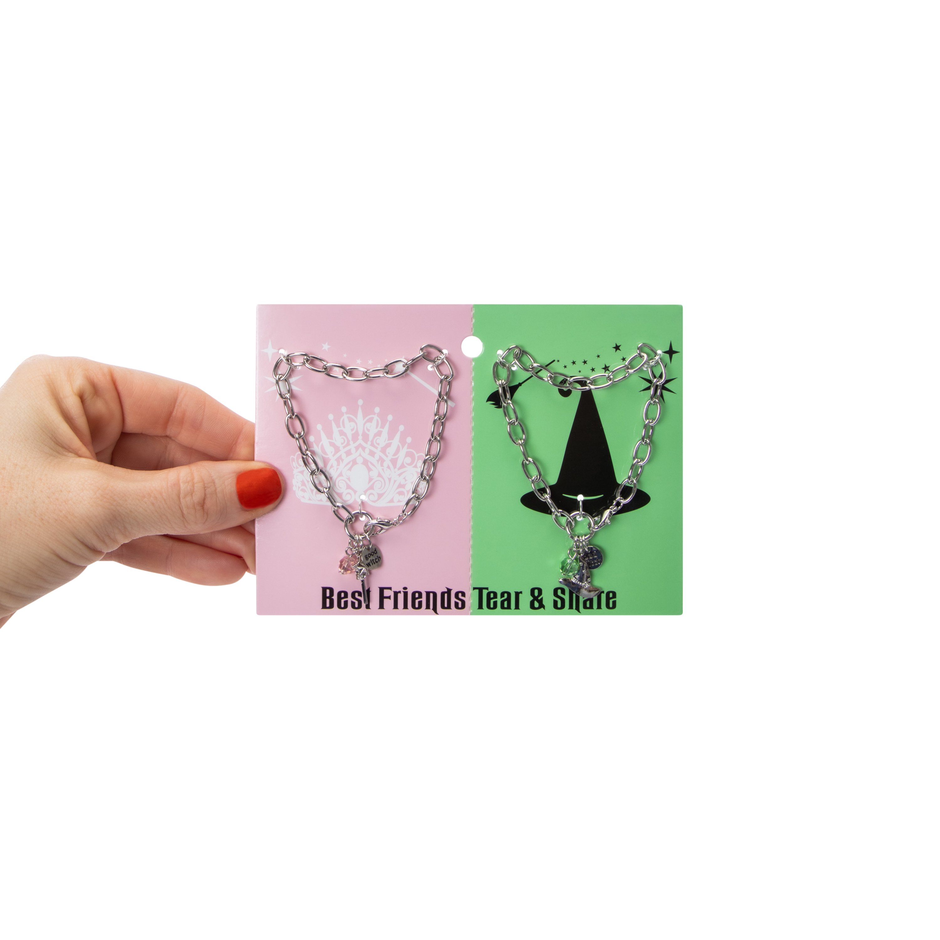 Mikovivi 4pcs Friendship Bracelets & 2pcs Matching Necklaces, Witch Hat Rhinestone Crown Charm Music Bracelets, Connecting Relationship Jewelry For Friends Couples Decoration Stuff