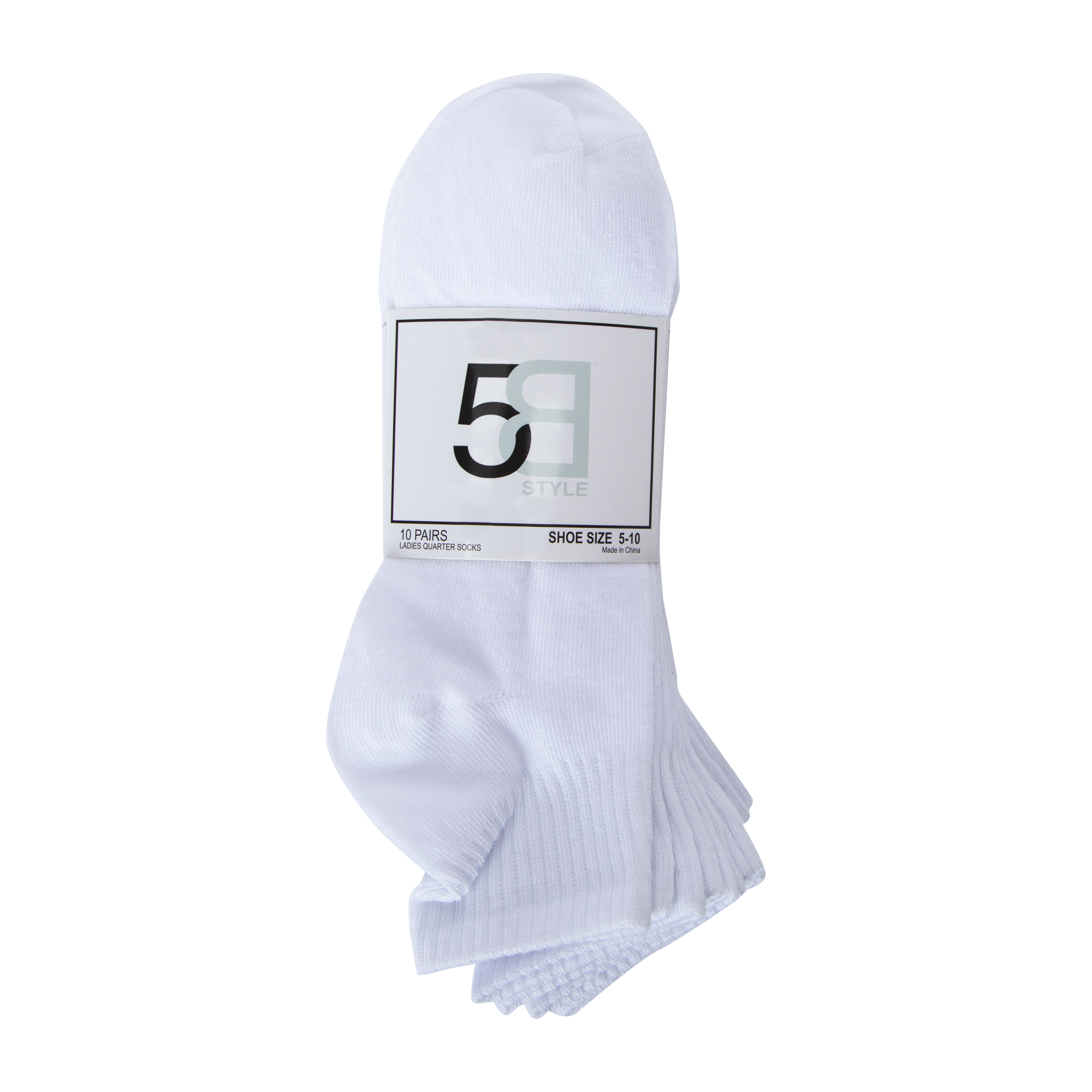 Ladies White Quarter Socks 10-Pack