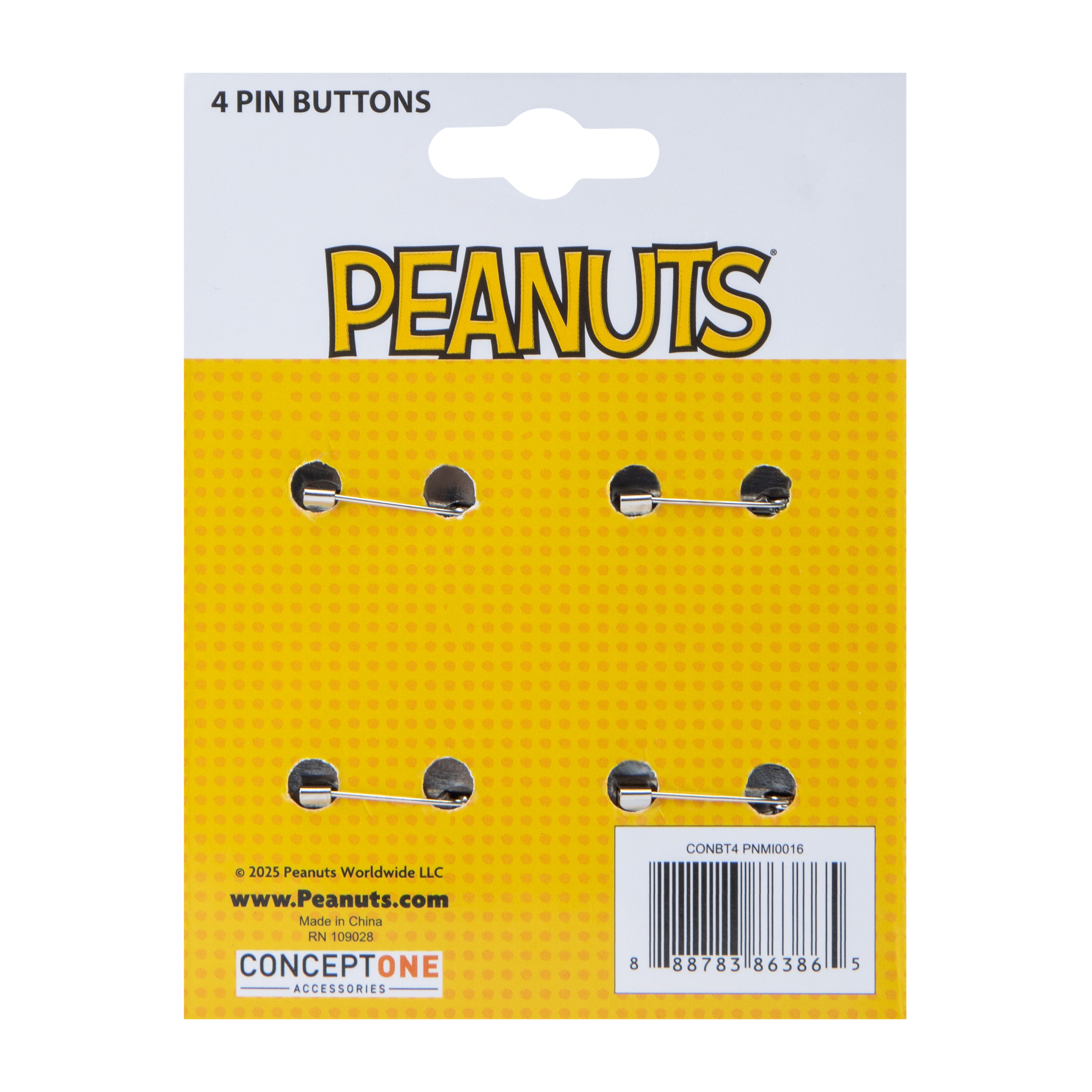 Peanuts® Pin Buttons 4-Pack