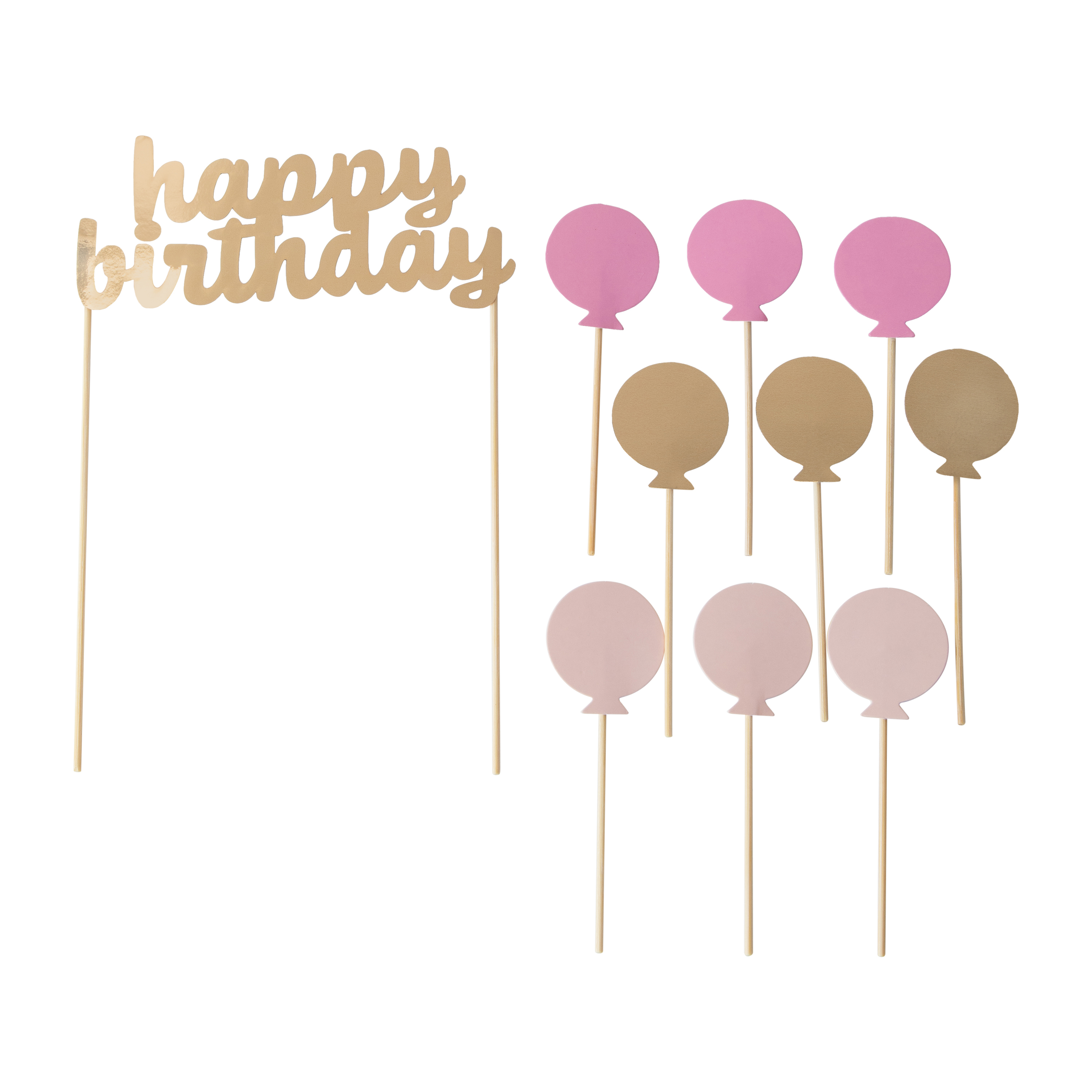 Happy Birthday Cake Topper 10-Count