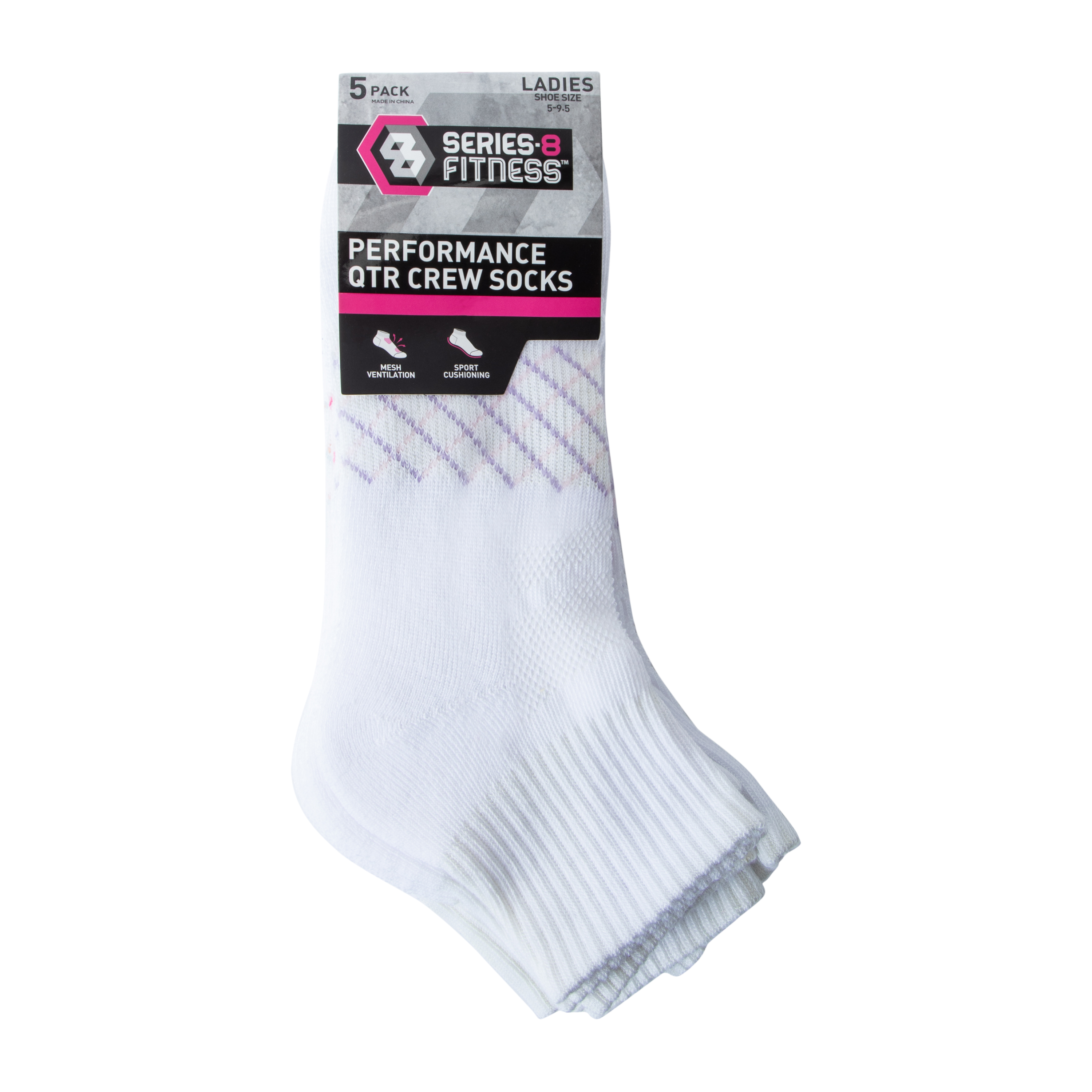 Juniors Series-8 Fitness™ Performance Qtr Crew Socks 5-Pairs