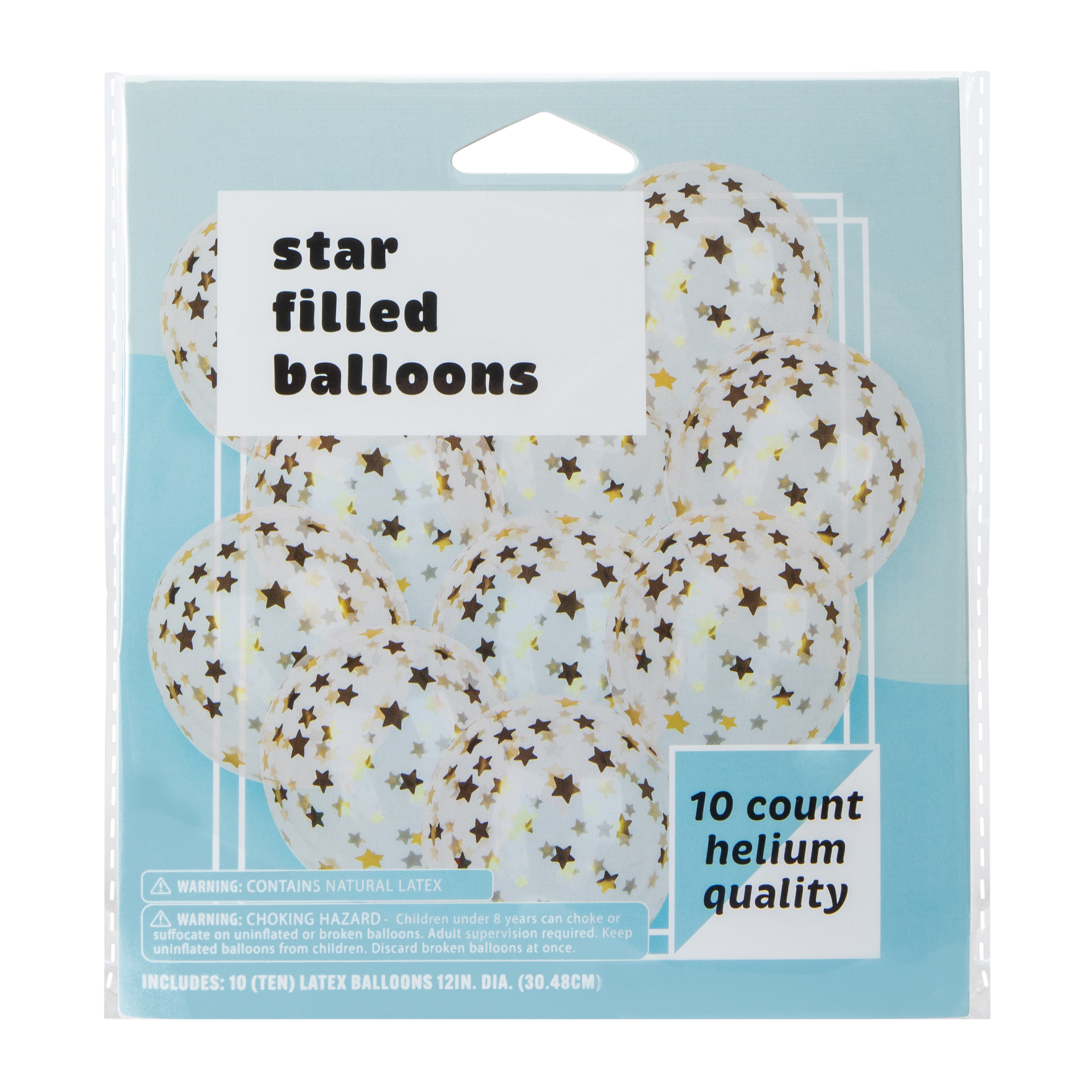 Gold Star Filled Balloons 10-Pack