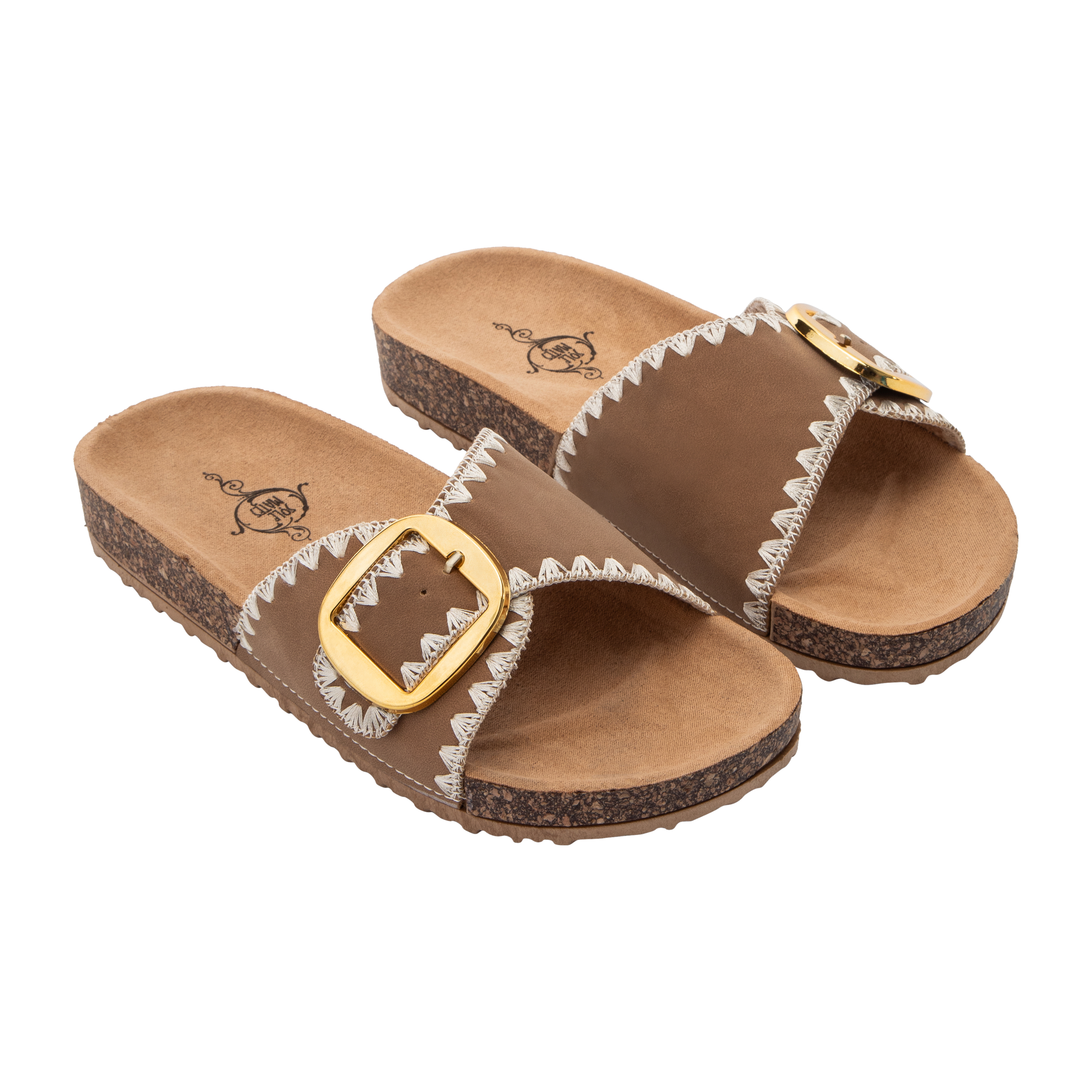 Whipstitch Buckle Slide Sandal
